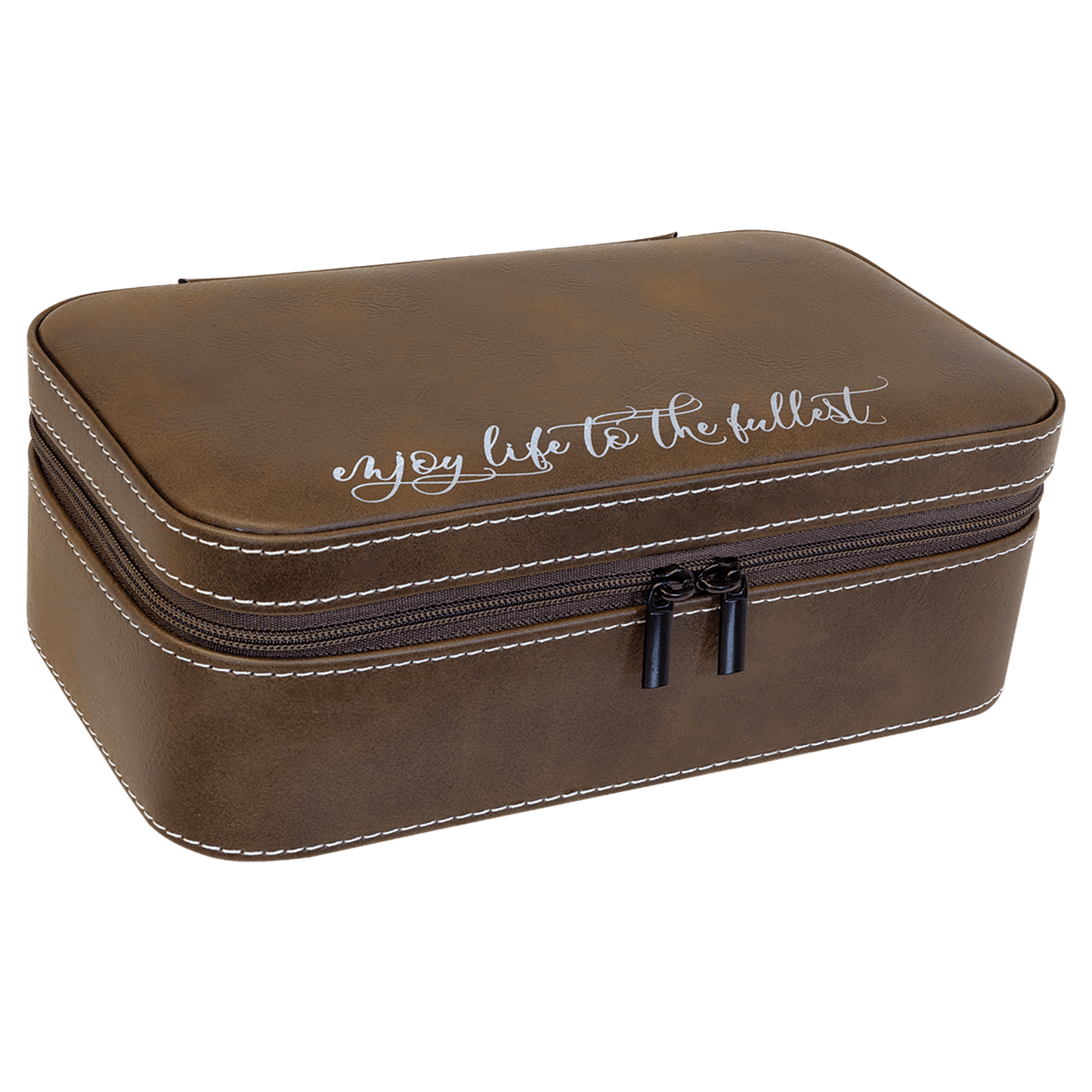 7 1/2" X 4 1/2" Rustic/Silver Laserable Leatherette Jewelry Box (Sold by Case of 6)