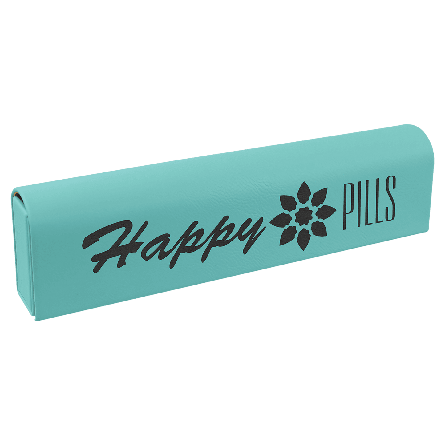 9 3/4" x 2 1/2" Teal Laserable Leatherette Pill Box (Sold by Case of 10)