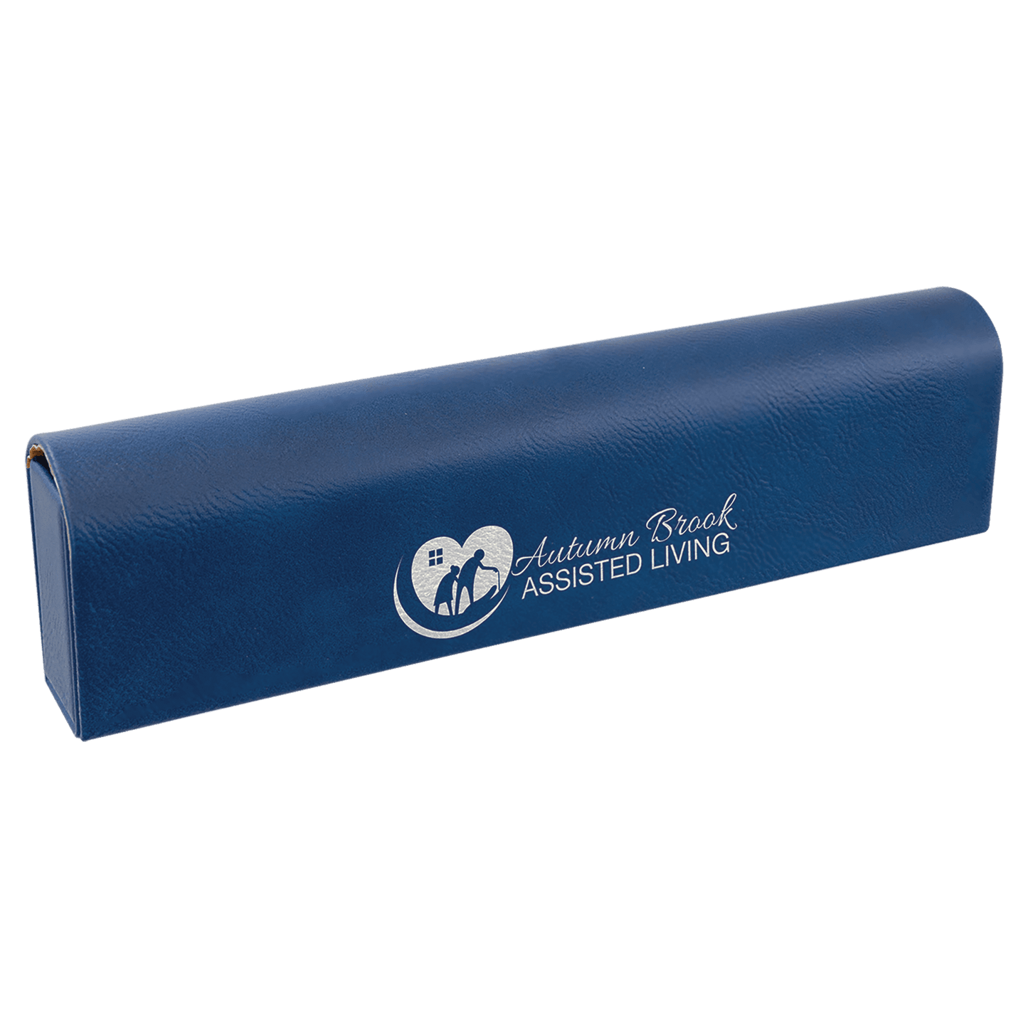 9 3/4" x 2 1/2" Blue/Silver Laserable Leatherette Pill Box (Sold by Case of 10)