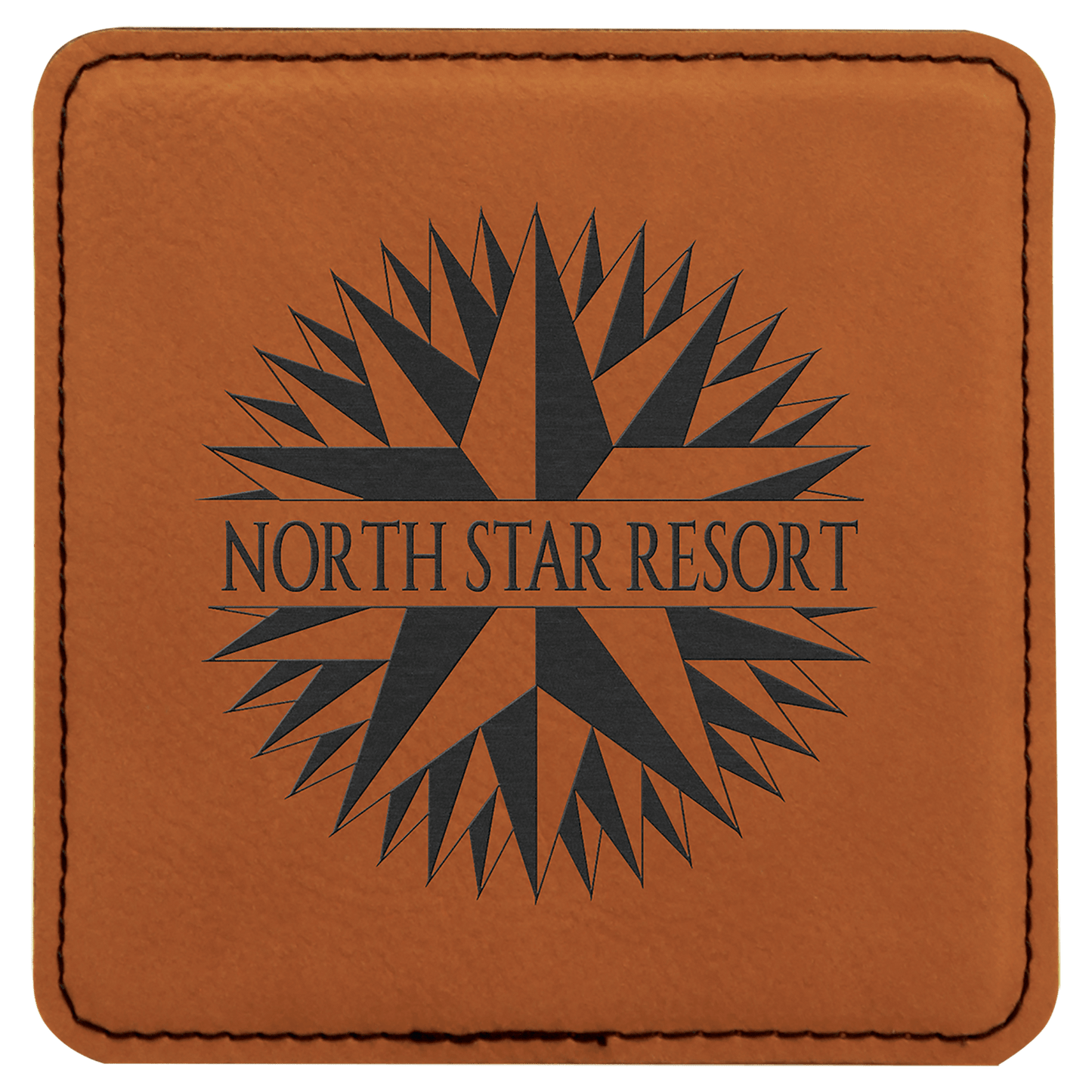 4" x 4" Square Rawhide Laserable Leatherette Coaster (Sold by Case of 6)