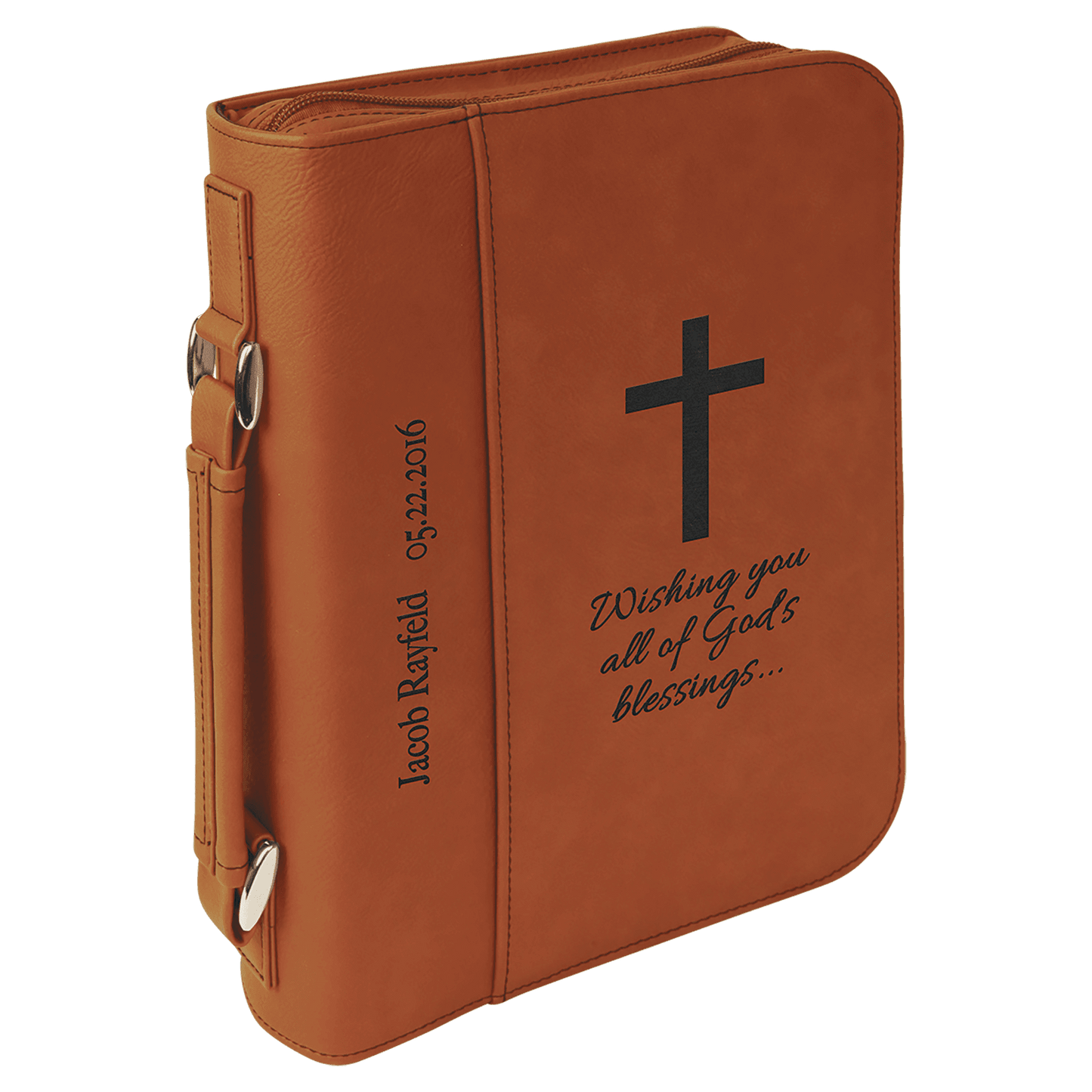 7 1/2" x 10 3/4" Rawhide Leatherette Book/Bible Cover with Handle & Zipper (Sold by Case of 6)