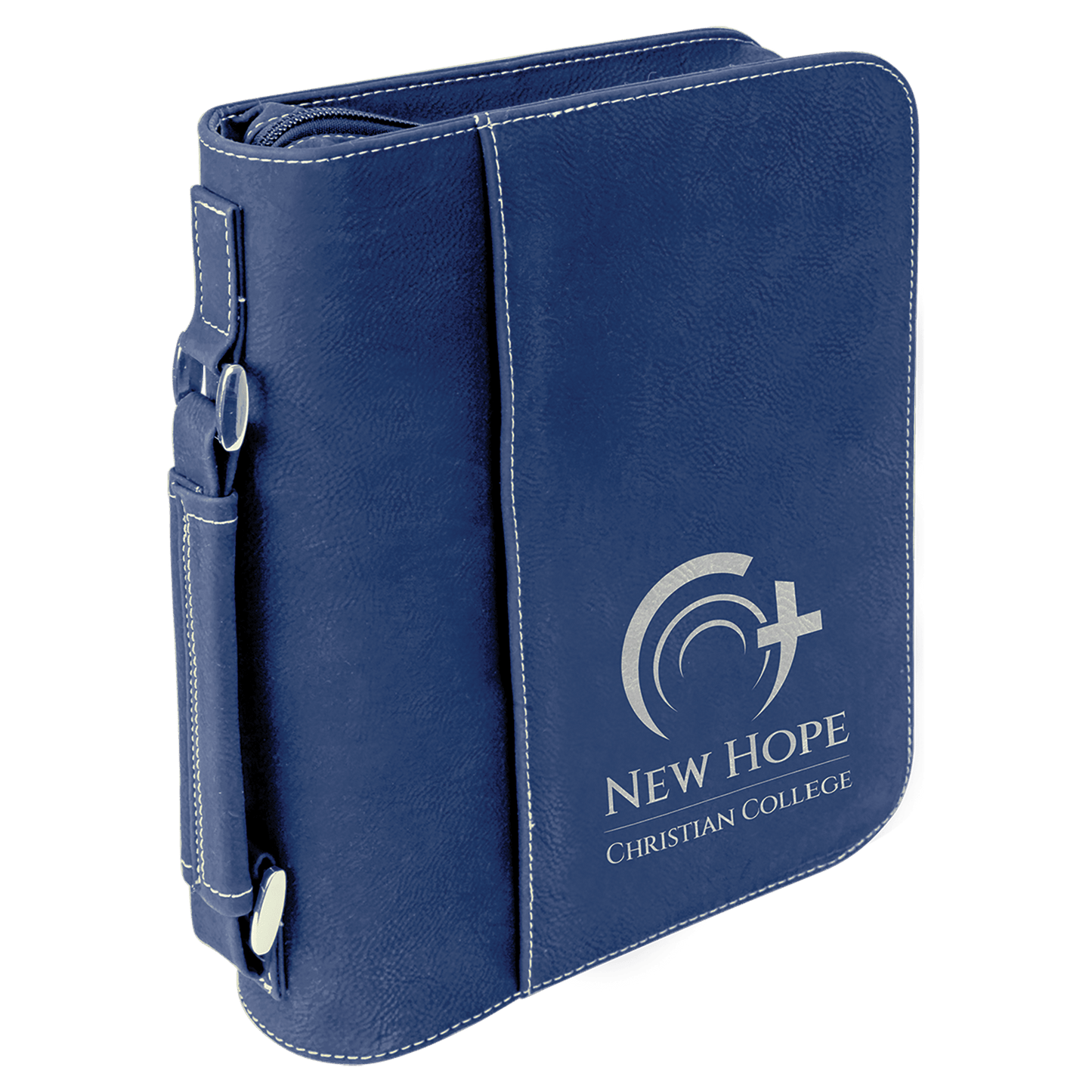 7 1/2" x 10 3/4" Blue/Silver Leatherette Book/Bible Cover with Handle & Zipper (Sold by Case of 6)