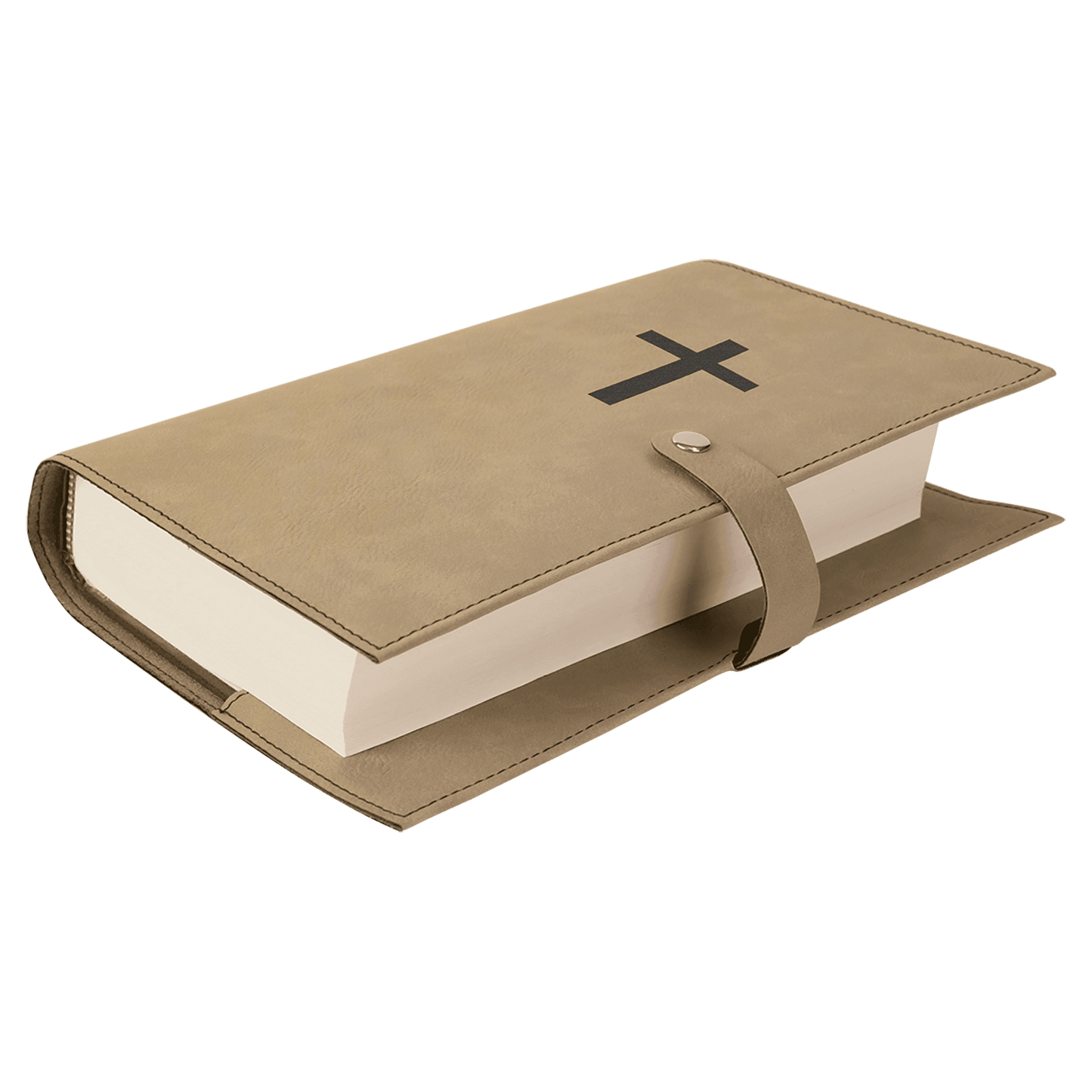 6 1/2" x 8 3/4" Light Brown Leatherette Book/Bible Cover with Snap Closure (Sold by Case of 10)