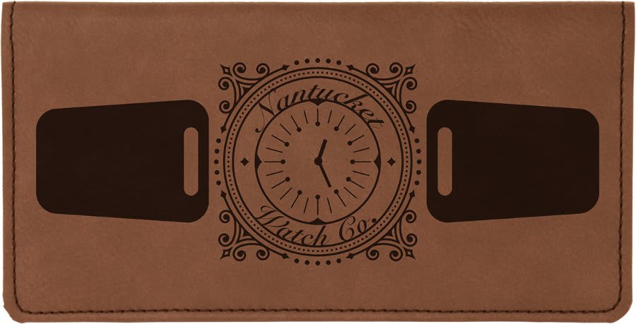 6 3/4" x 3 1/2" Dark Brown Laserable Leatherette Checkbook Cover (Sold by Case of 10)