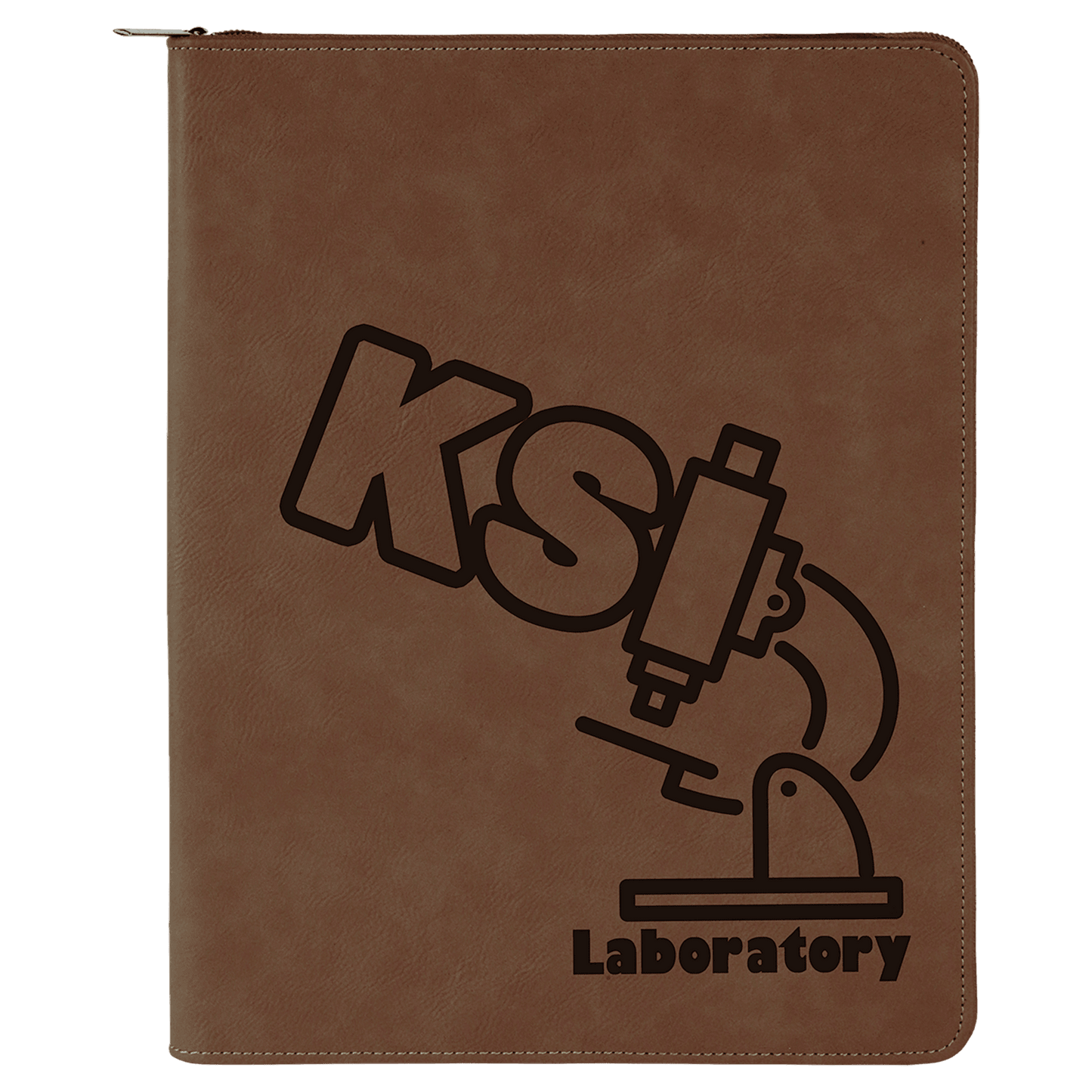 9 1/2" x 12" Dark Brown with Zipper Laserable Leatherette Portfolio with Notepad (Sold by Case of 4)