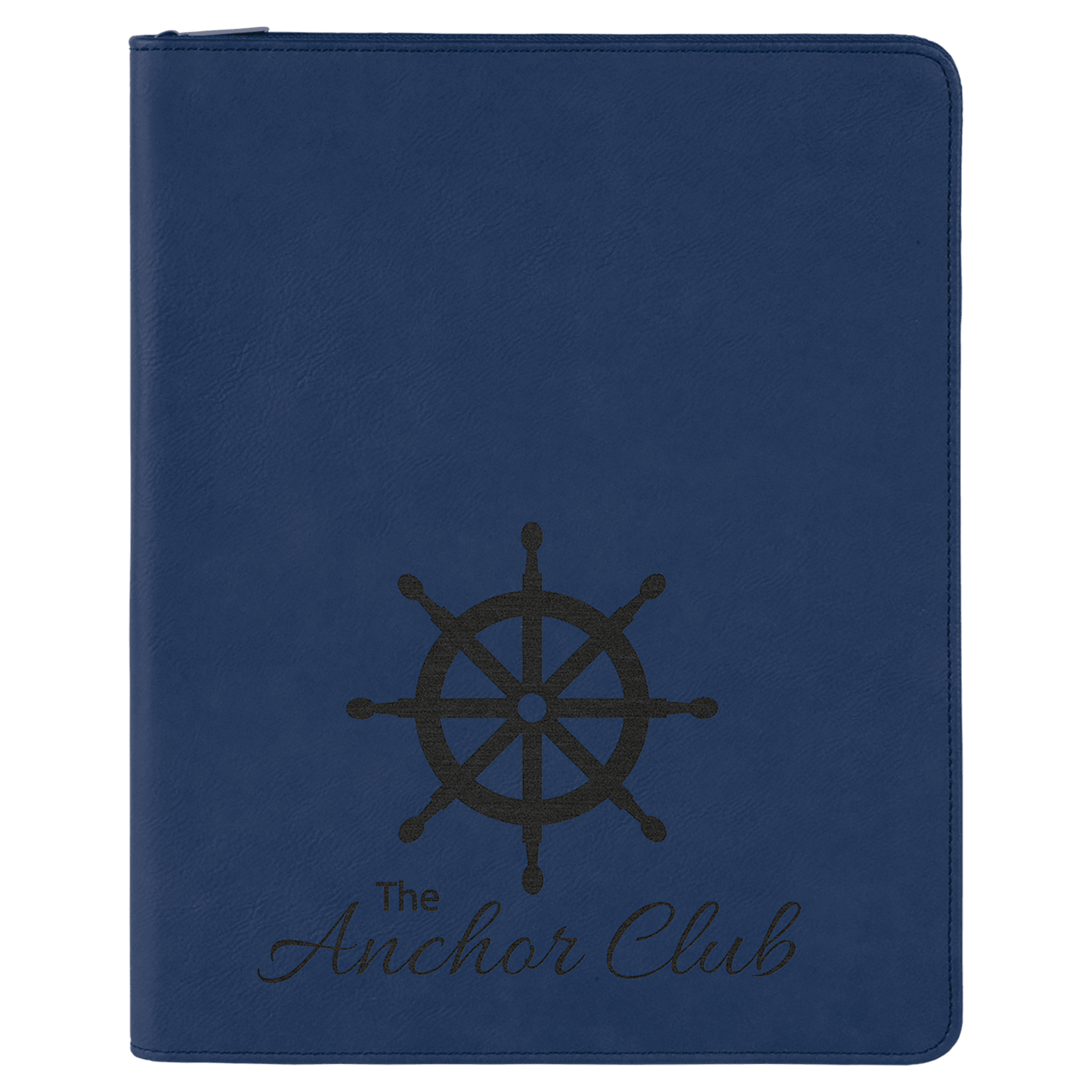 9 1/2" x 12" Blue/Black with Zipper Laserable Leatherette Portfolio with Notepad (Sold by Case of 4)