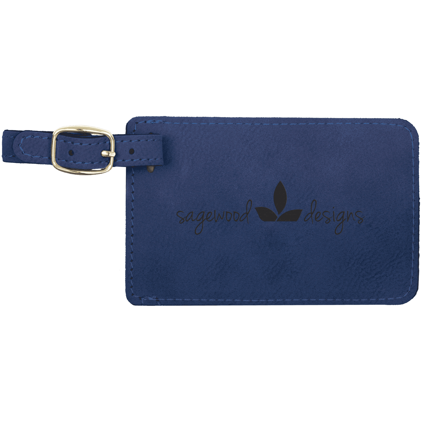 4 1/4" x 2 3/4" Blue/Black Laserable Leatherette Luggage Tag (Sold by Case of 10)