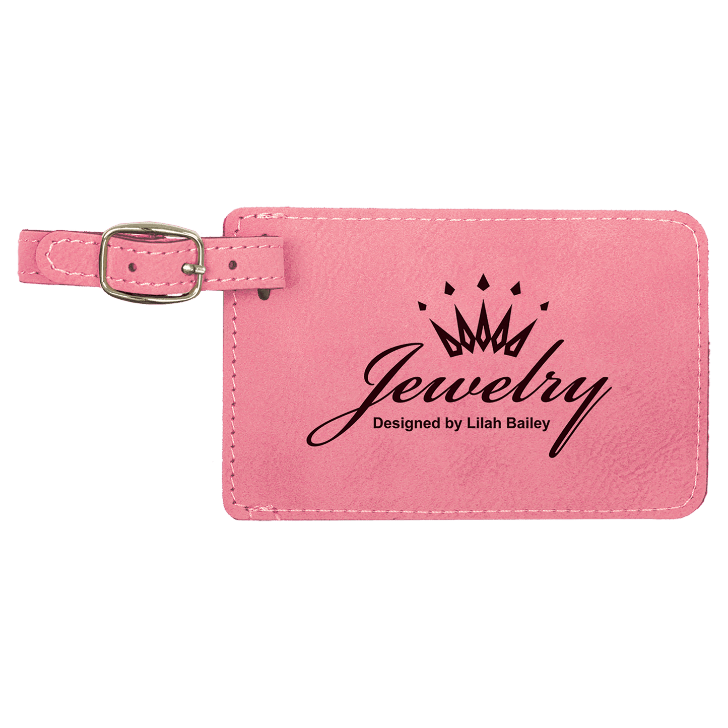 4 1/4" x 2 3/4" Pink Laserable Leatherette Luggage Tag (Sold by Case of 10)