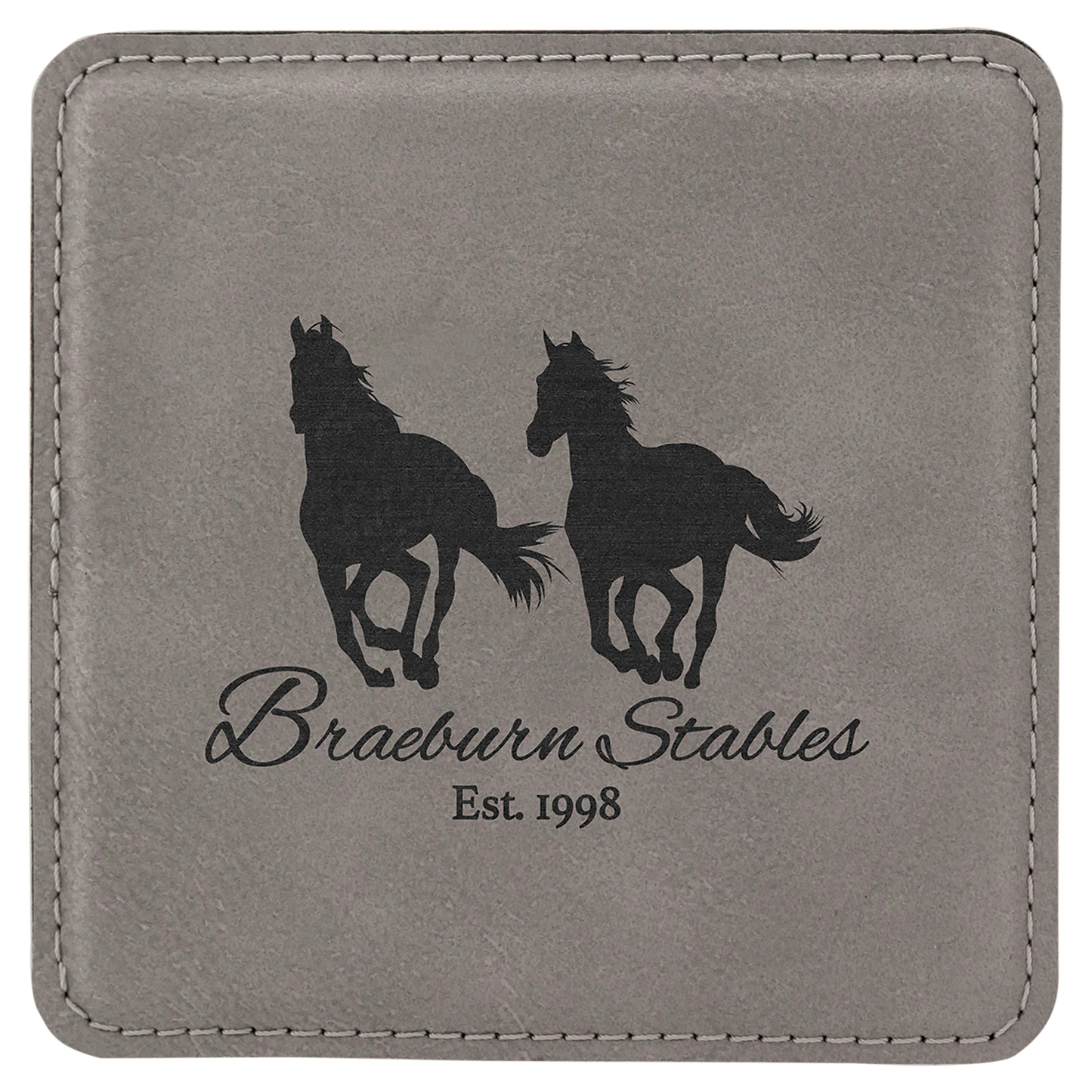 4" x 4" Square Gray Laserable Leatherette Coaster (Sold by Case of 6)