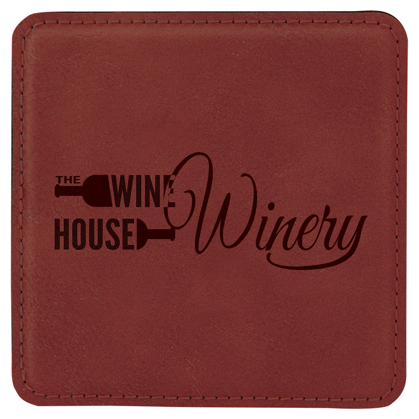 4" x 4" Square Rose Laserable Leatherette Coaster (Sold by Case of 6)