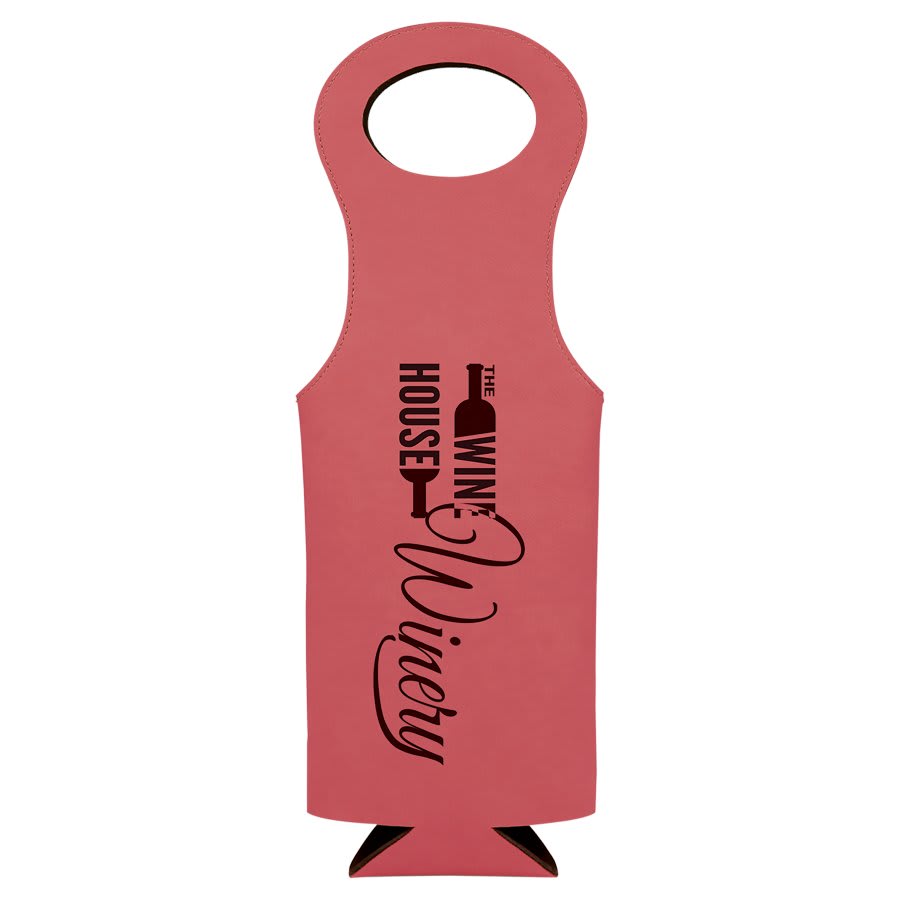 Pink Laserable Leatherette Wine Bag (Sold by Case of 10)