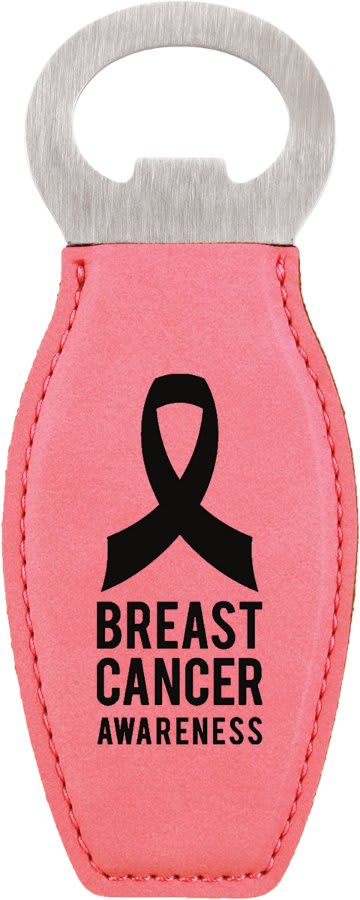 Pink Laserable Leatherette Bottle Opener with Magnet (Sold by Case of 10)