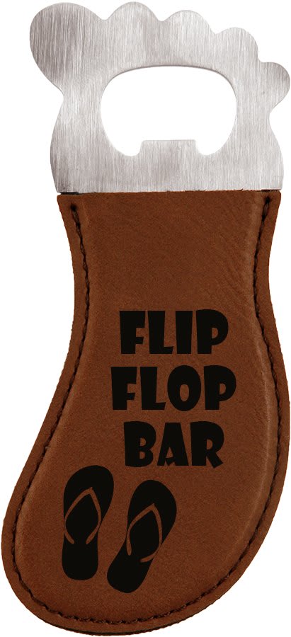 Dark Brown Laserable Leatherette Foot Shaped Bottle Opener with Magnet (Sold by Case of 10)
