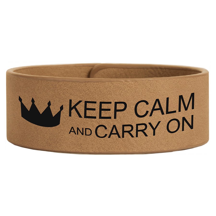9 1/2" x 1" Light Brown Laserable Leatherette Cuff Bracelet (Sold by Case of 10)