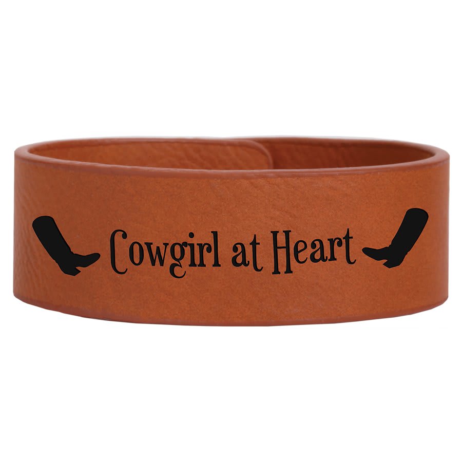 9 1/2" x 1" Rawhide Laserable Leatherette Cuff Bracelet (Sold by Case of 10)