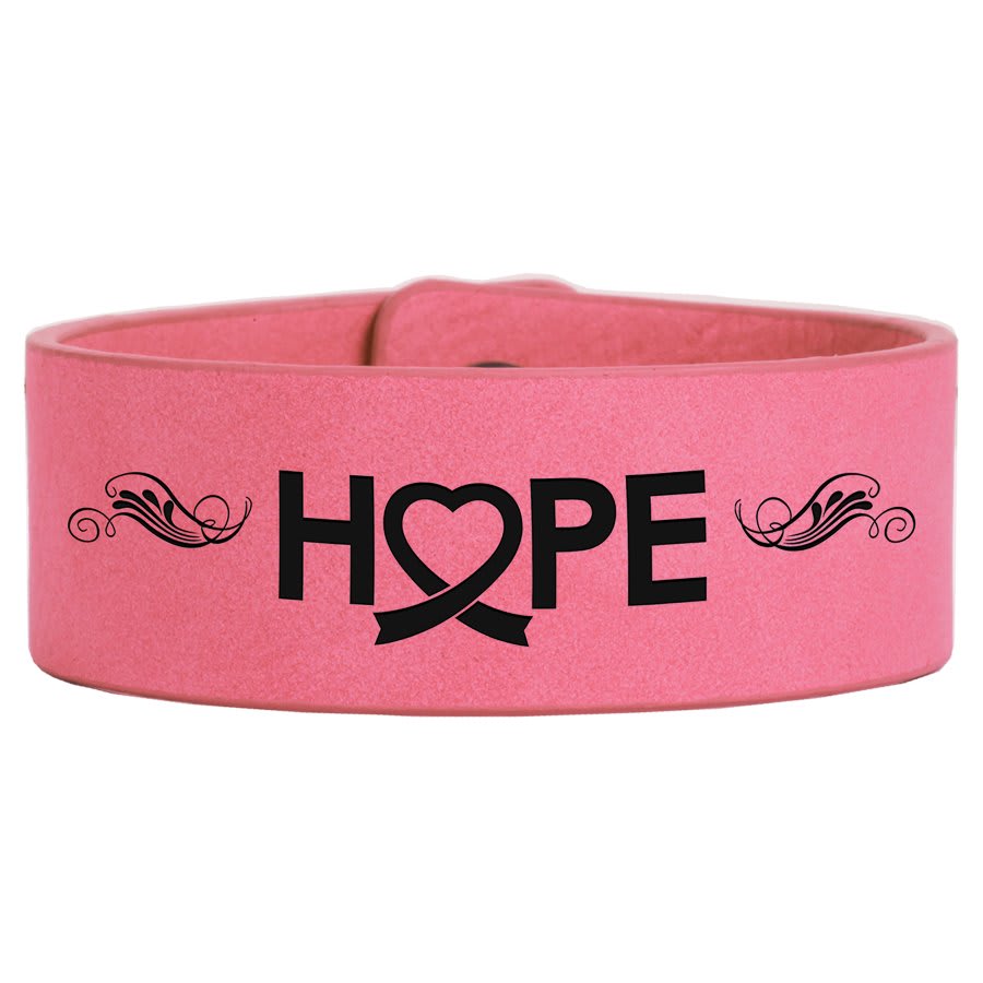 9 1/2" x 1" Pink Laserable Leatherette Cuff Bracelet (Sold by Case of 10)