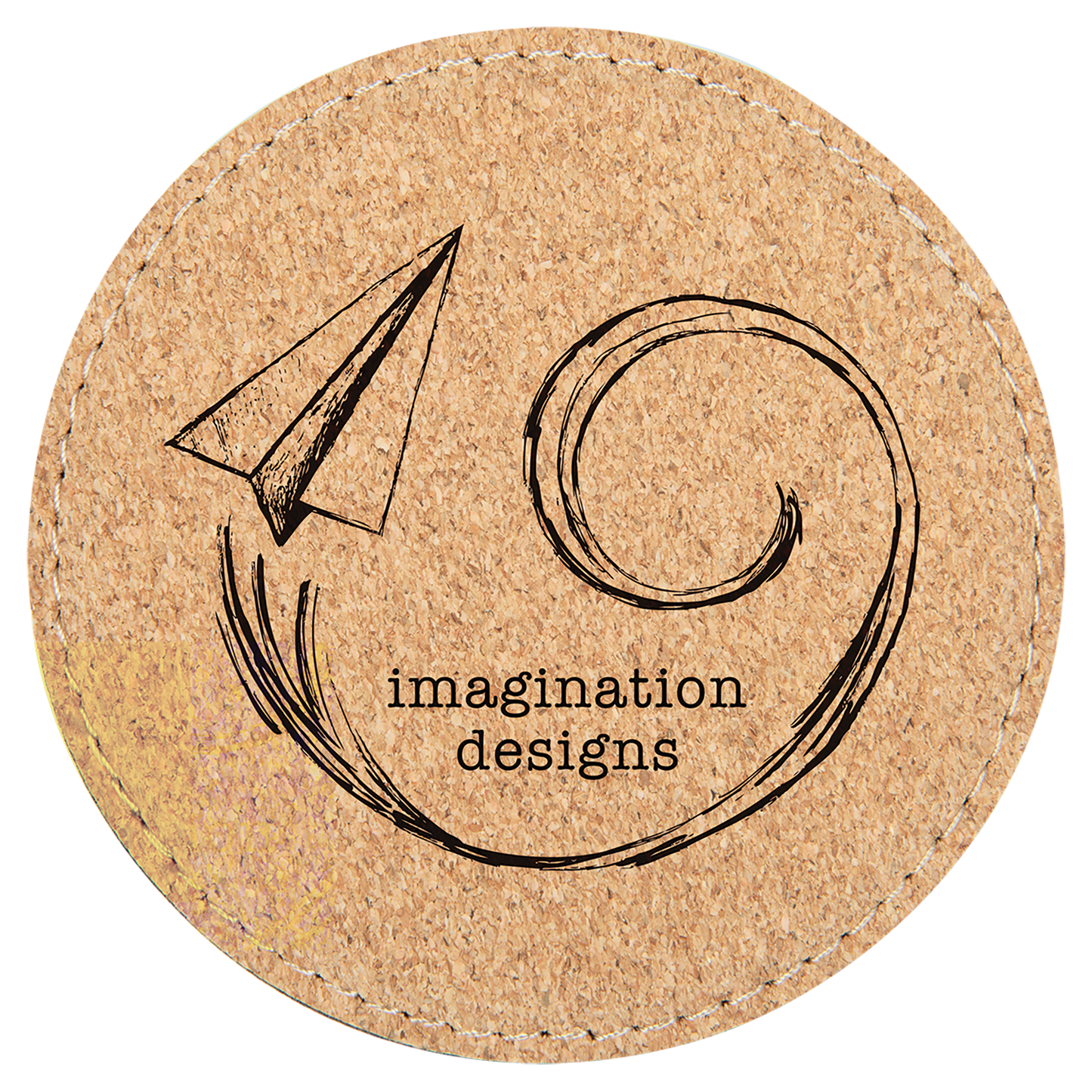 4" Round Cork Coaster with Stitching (Sold by Case of 6)