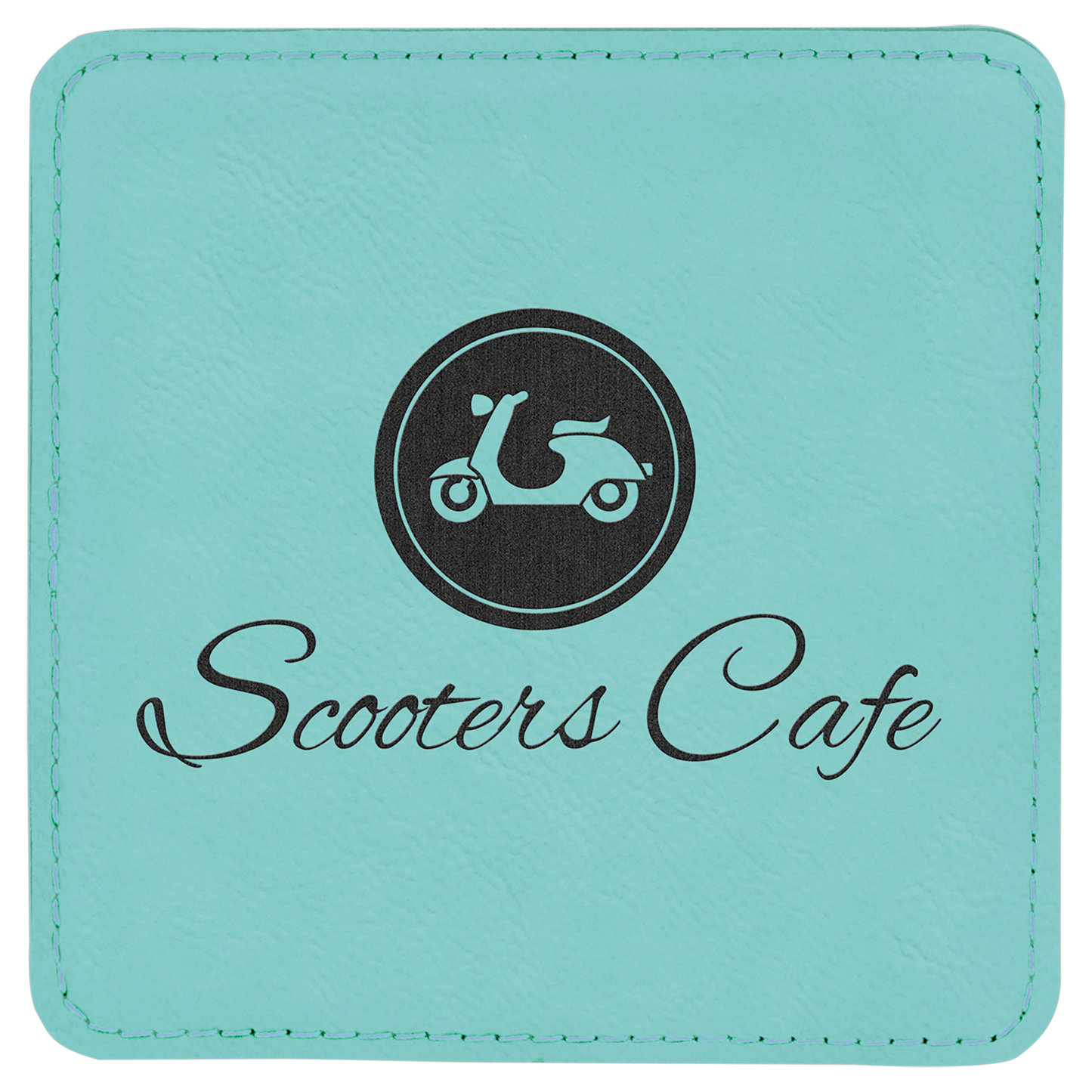 4" x 4" Square Teal Laserable Leatherette Coaster (Sold by Case of 6)