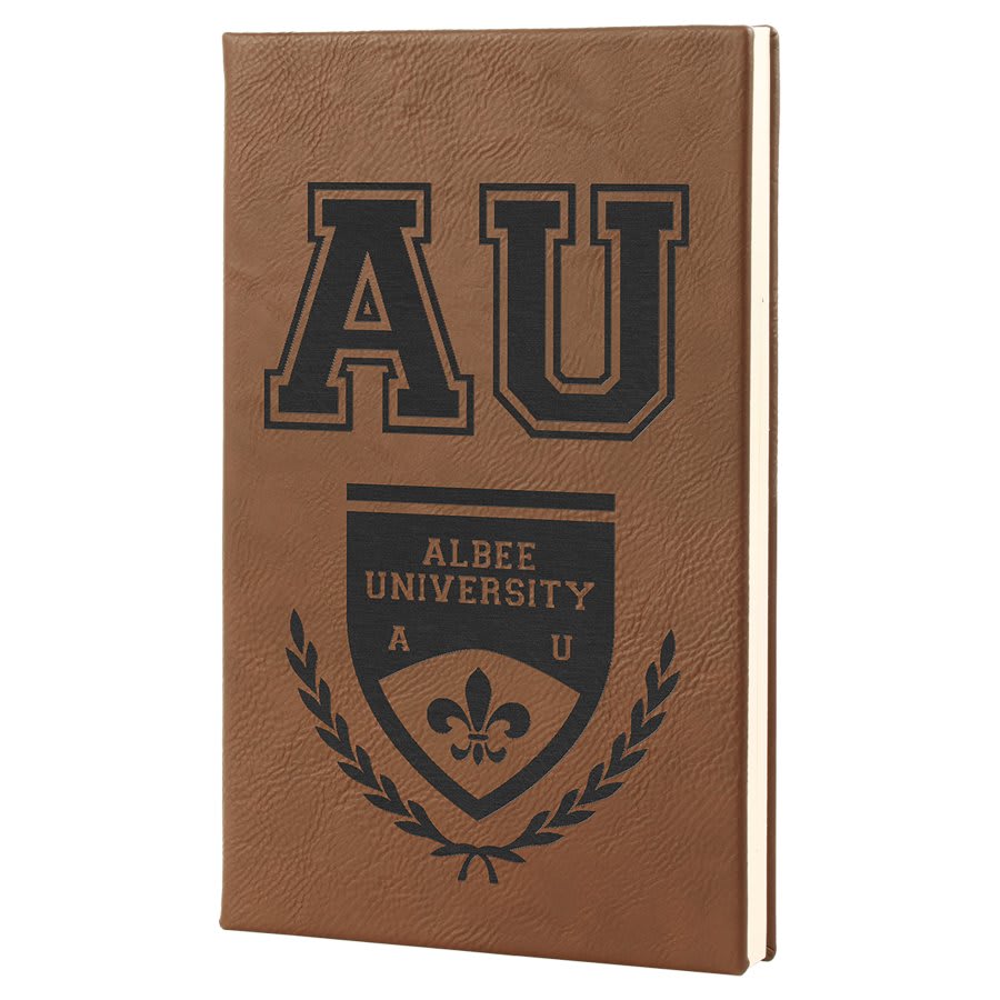 5 1/4" x 8 1/4" Dark Brown Laserable Leatherette Journal with Lined Notepad (Sold by Case of 4)