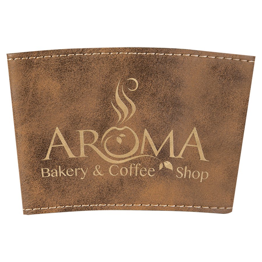 3" Rustic/Gold Laserable Leatherette Mug Sleeve (Sold by Case of 25)