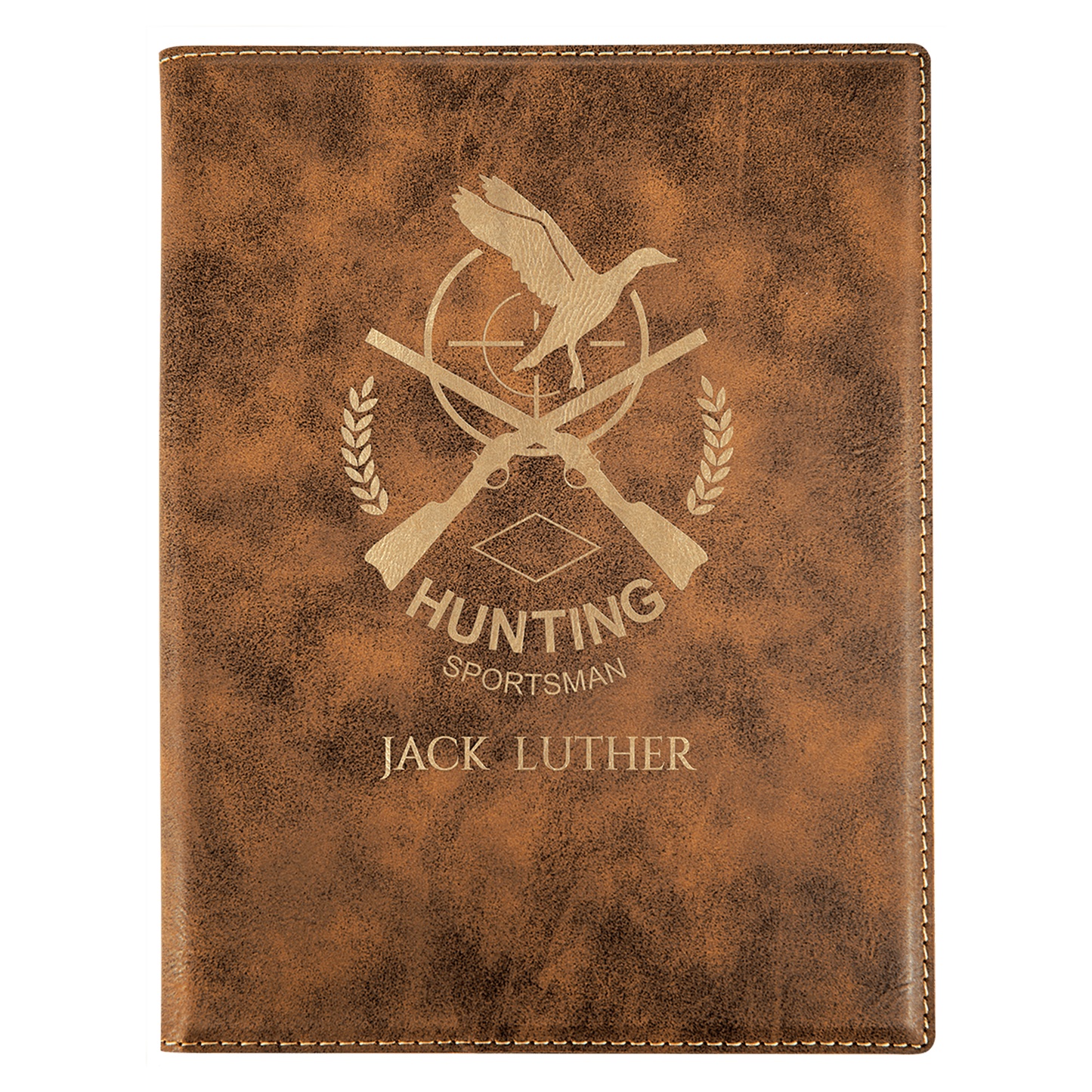 7" x 9" Rustic/Gold Laserable Leatherette Small Portfolio with Notepad (Sold by Case of 4)