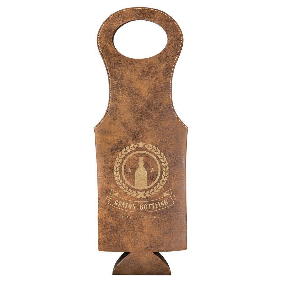 Rustic/Gold Laserable Leatherette Wine Bag (Sold by Case of 10)