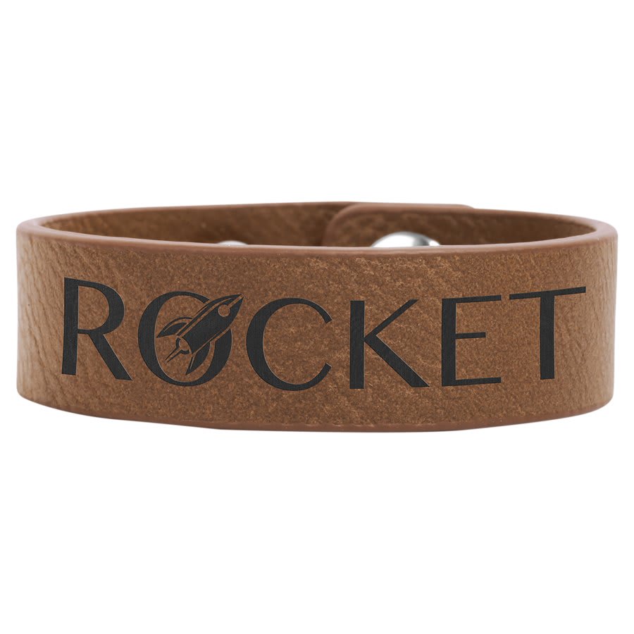 8 1/2" x 3/4" Dark Brown Laserable Leatherette Youth Cuff Bracelet (Sold by Case of 10)