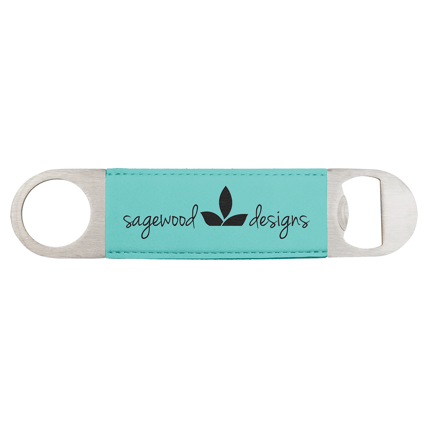 1 1/2" x 7" Teal Laserable Leatherette Bottle Opener (Sold by Case of 25)