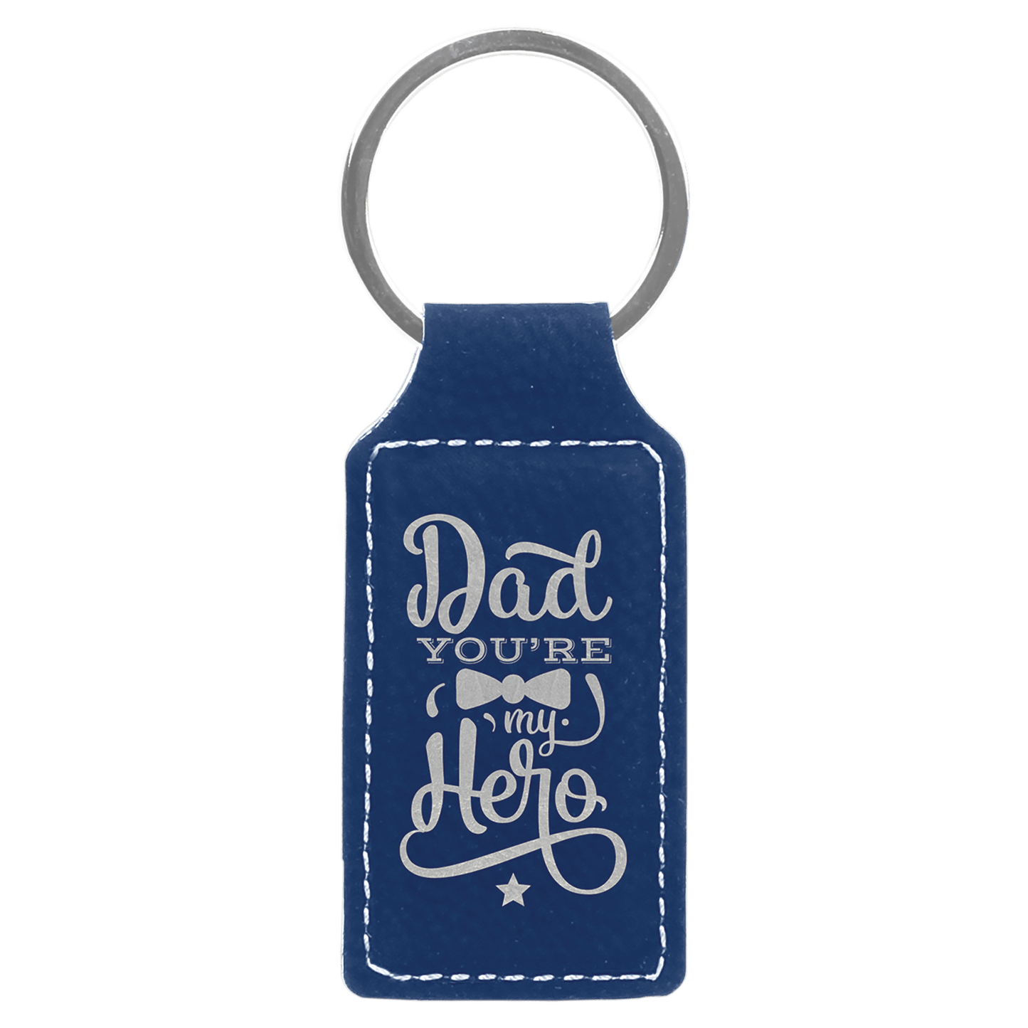 2 3/4" x 1 1/4" Blue/Silver Laserable Leatherette Rectangle Keychain (Sold by Case of 50)
