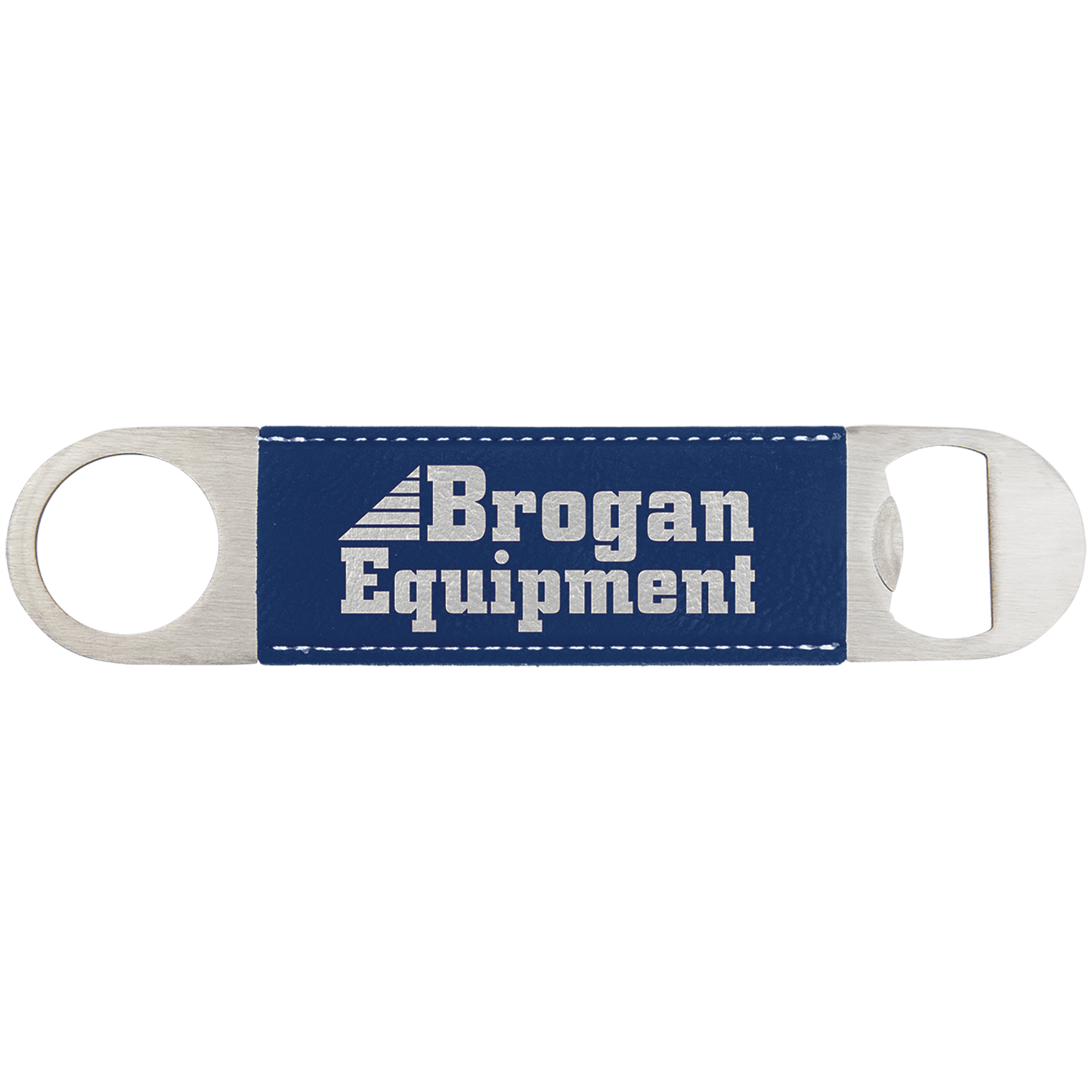 1 1/2" x 7" Blue/Silver Laserable Leatherette Bottle Opener (Sold by Case of 25)