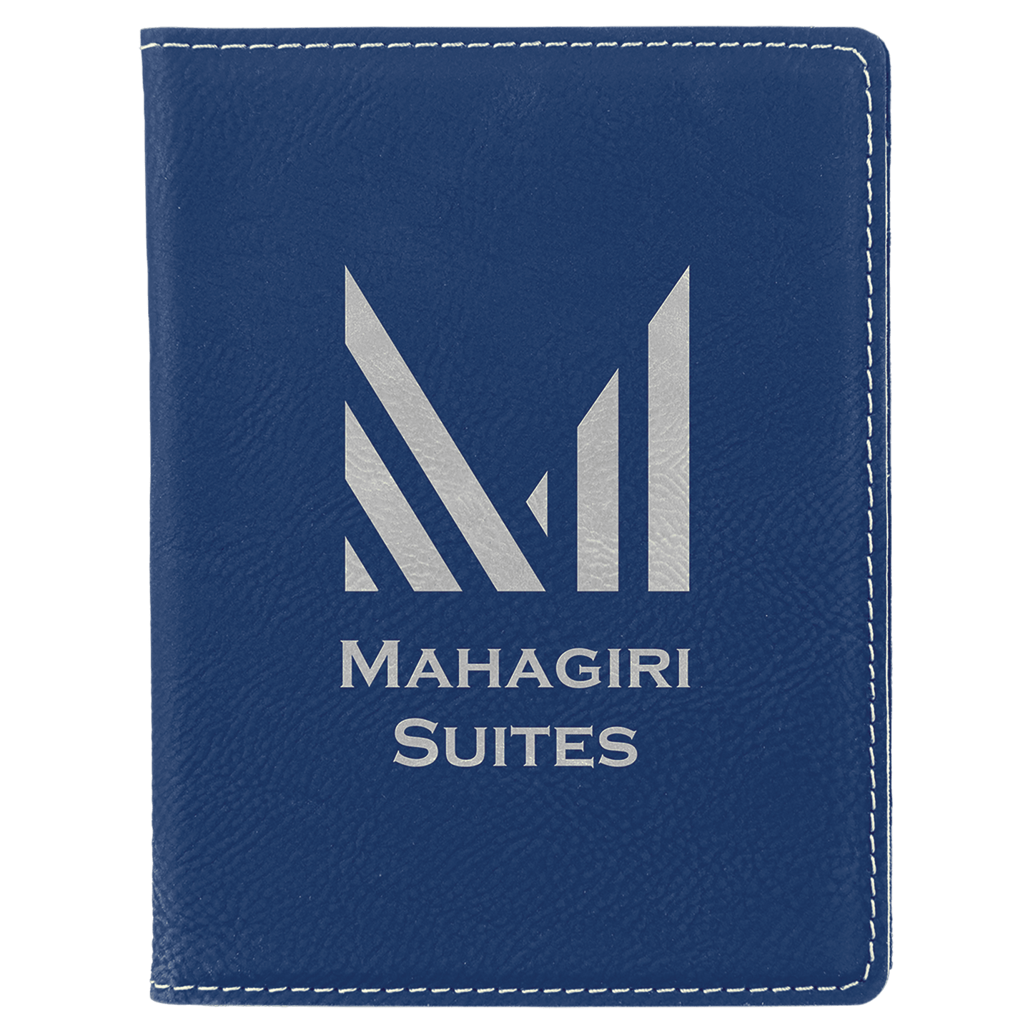 4 1/4" x 5 1/2" Blue/Silver Laserable Leatherette Passport Holder (Sold by Case of 6)