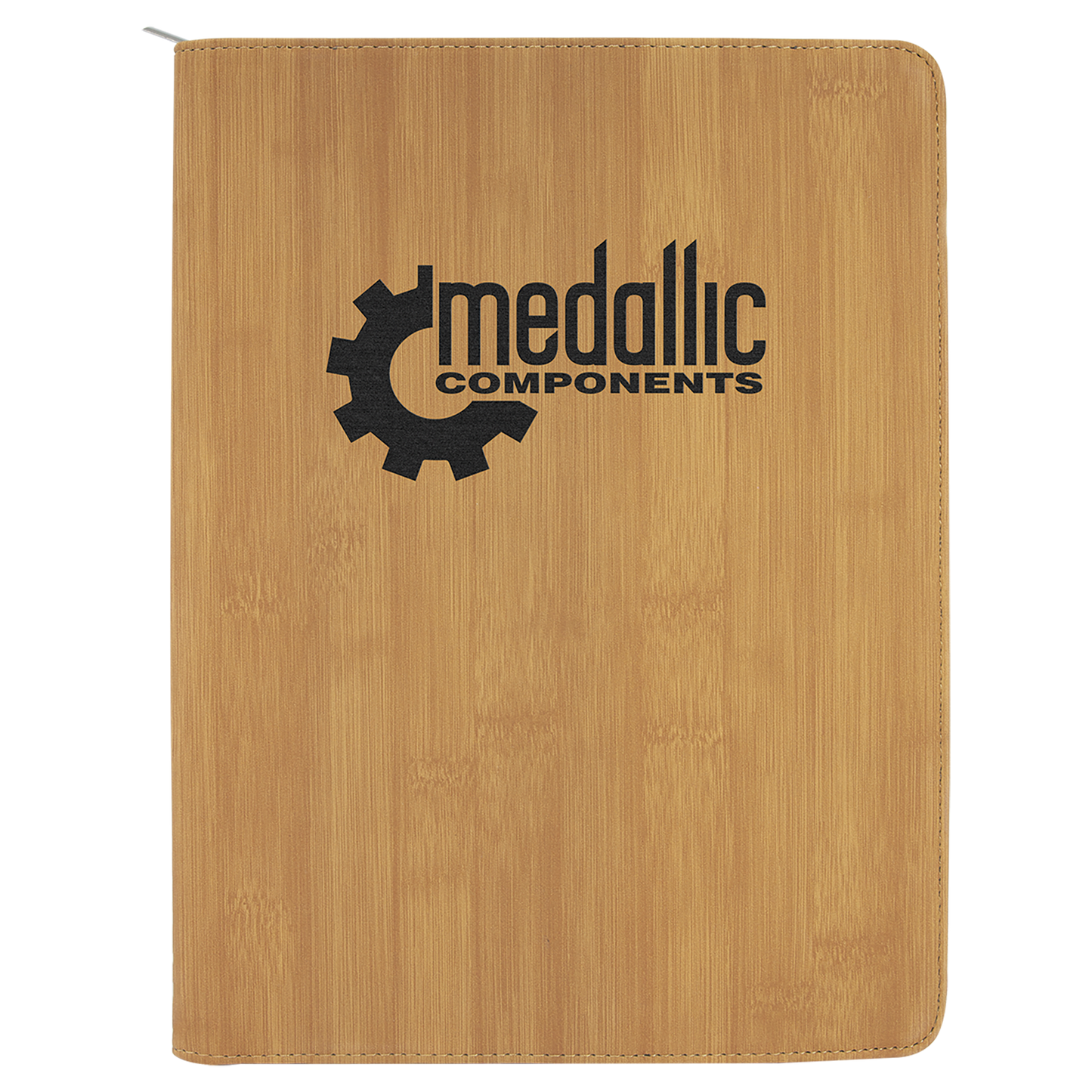 9 1/2" x 12" Bamboo with Zipper Laserable Leatherette Portfolio with Notepad (Sold by Case of 4)