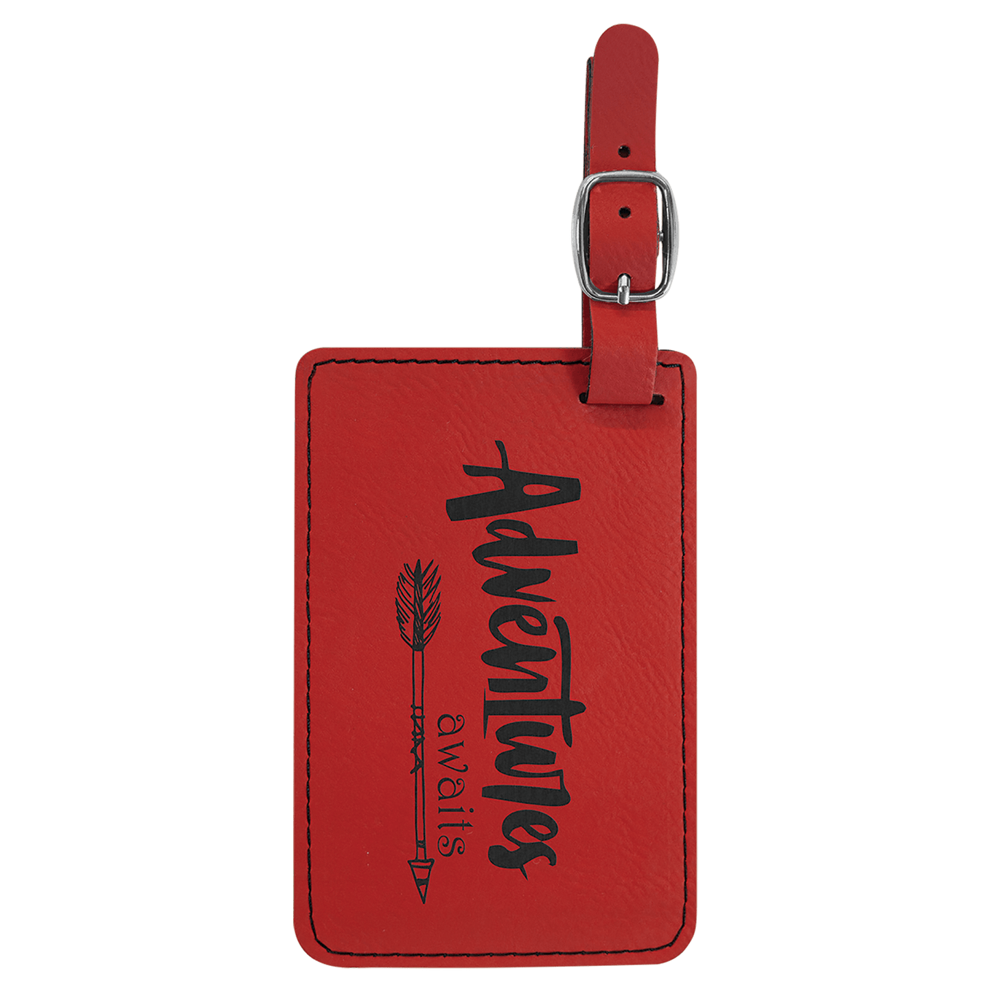 4 1/4" x 2 3/4" Red Laserable Leatherette Luggage Tag (Sold by Case of 10)