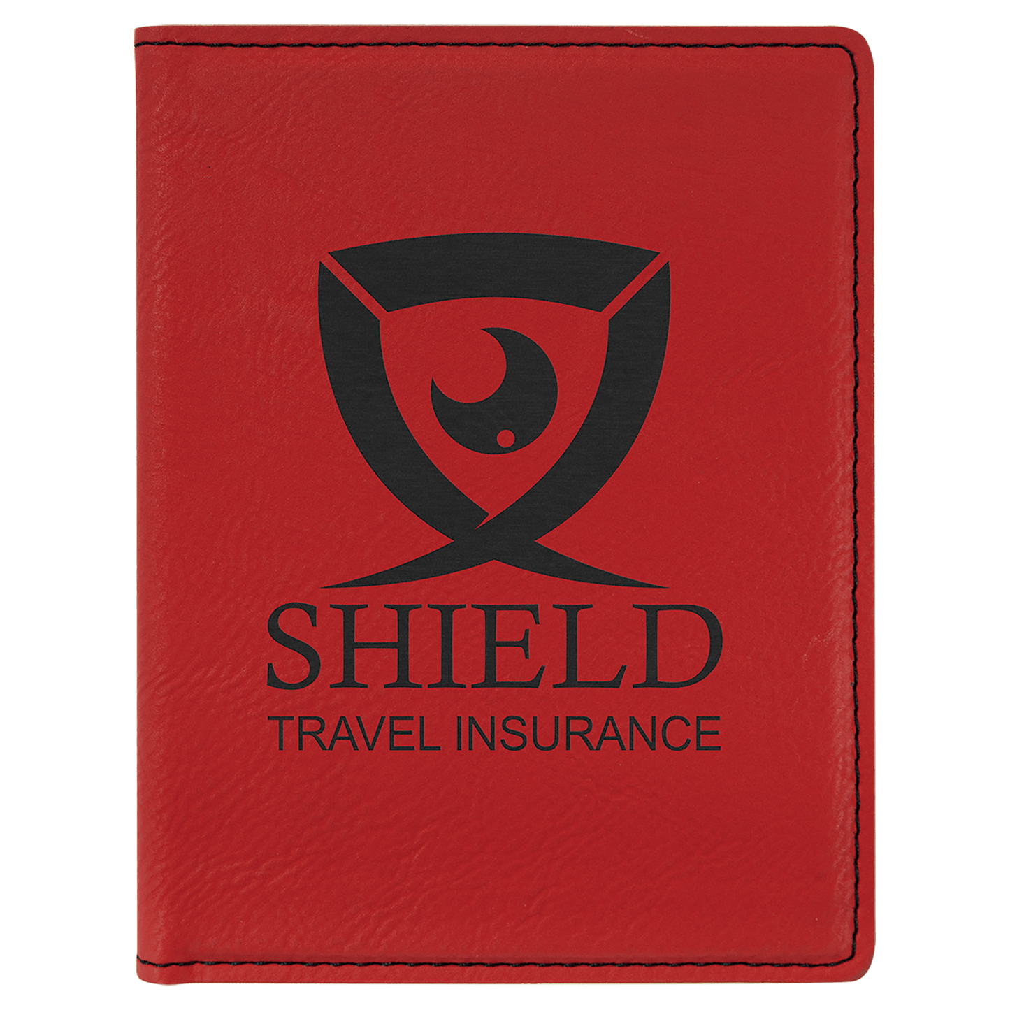4 1/4" x 5 1/2" Red Laserable Leatherette Passport Holder (Sold by Case of 6)