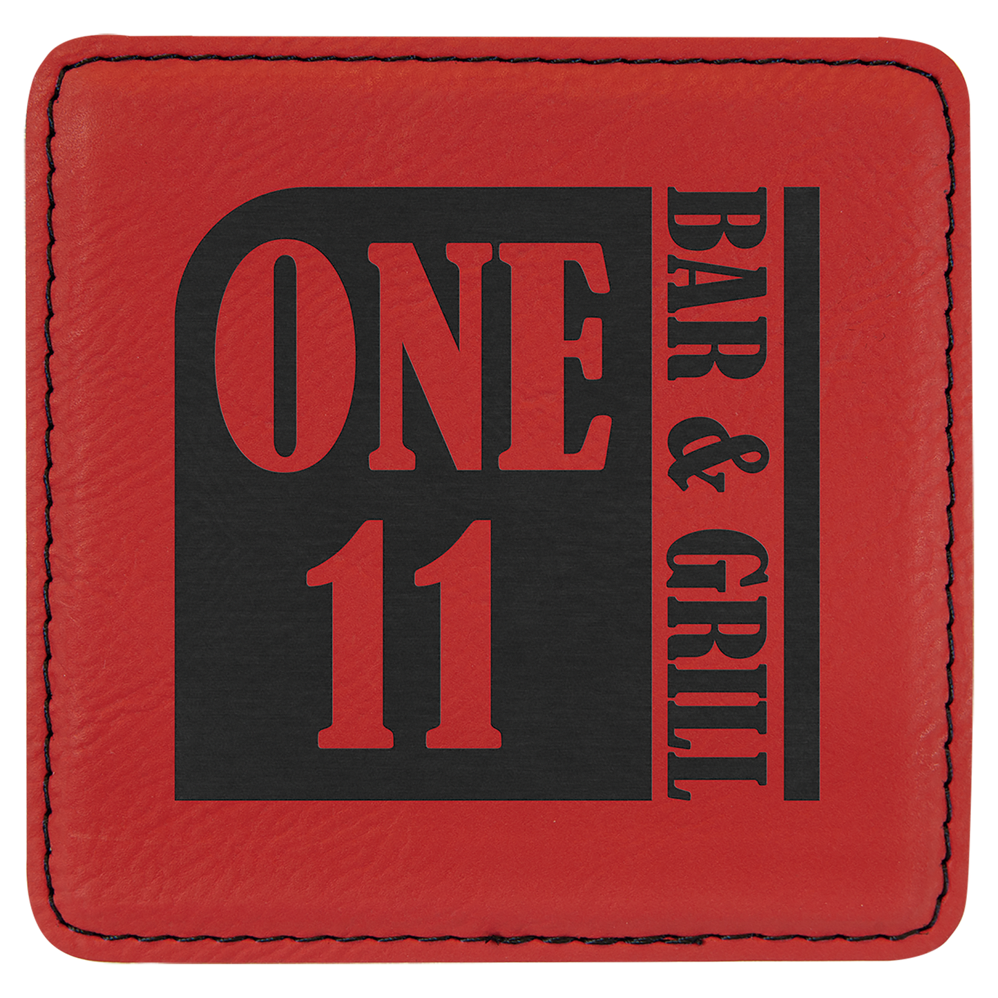 4" x 4" Square Red Laserable Leatherette Coaster (Sold by Case of 6)