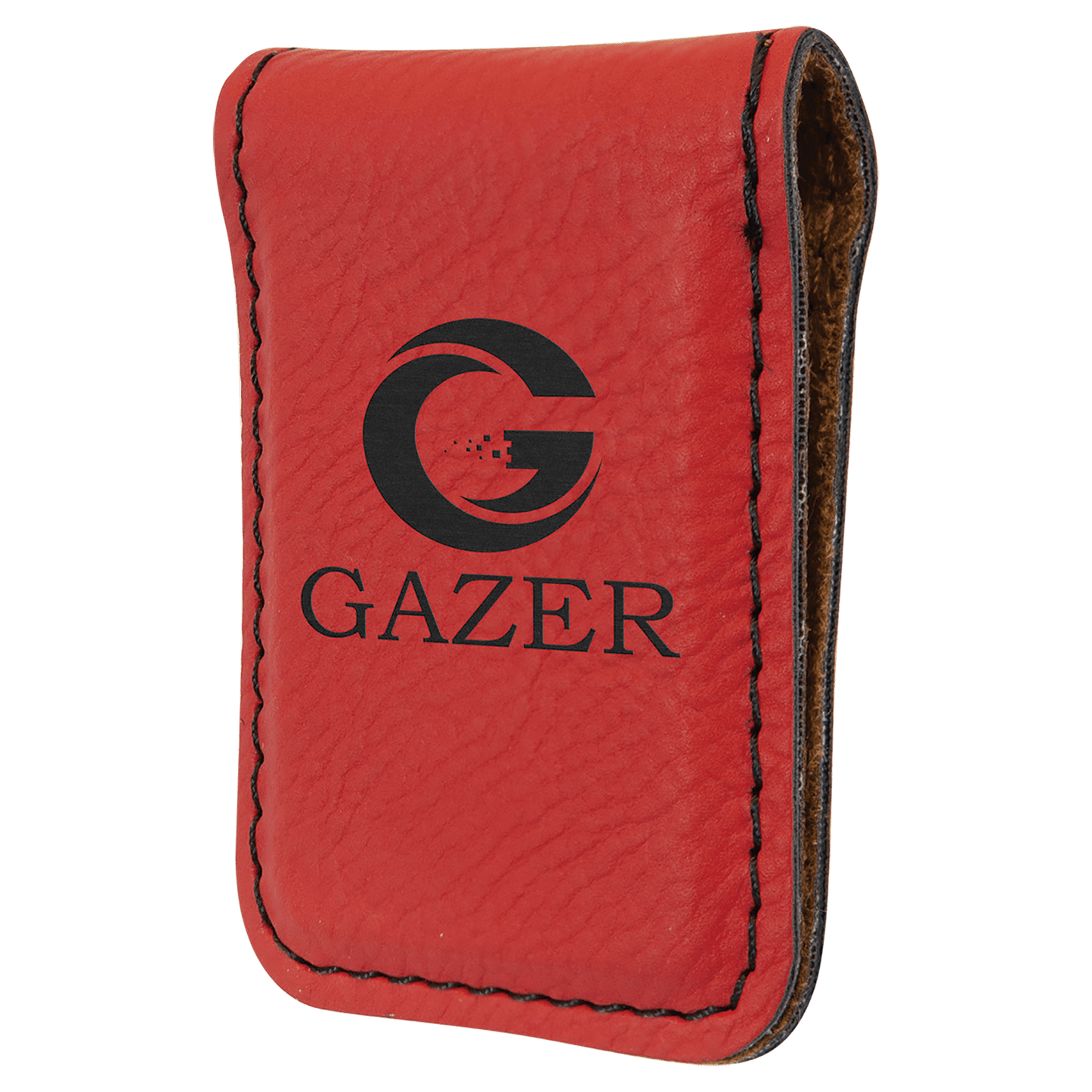 1 3/4" x 2 1/2" Red Laserable Leatherette Money Clip (Sold by Case of 10)