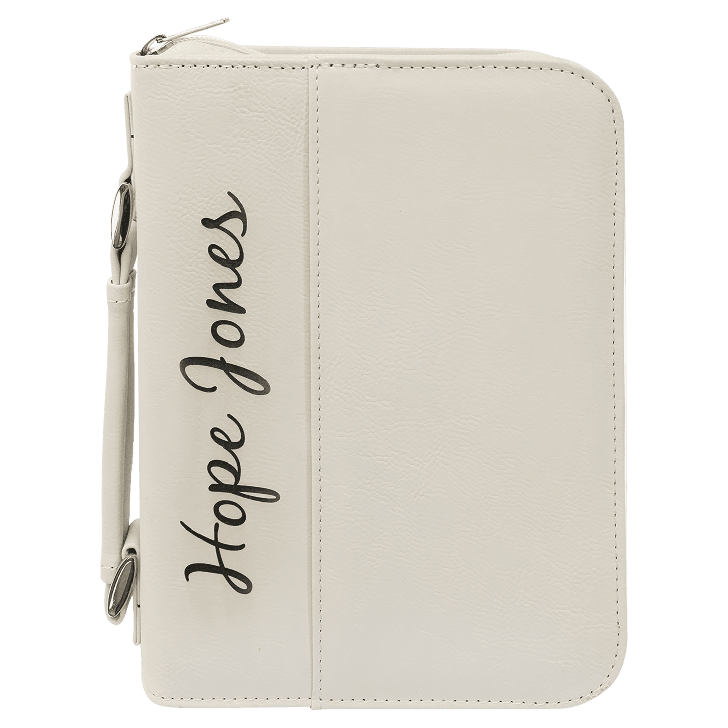 6 3/4" x 9 1/4" White Leatherette Book/Bible Cover with Handle & Zipper (Sold by Case of 6)