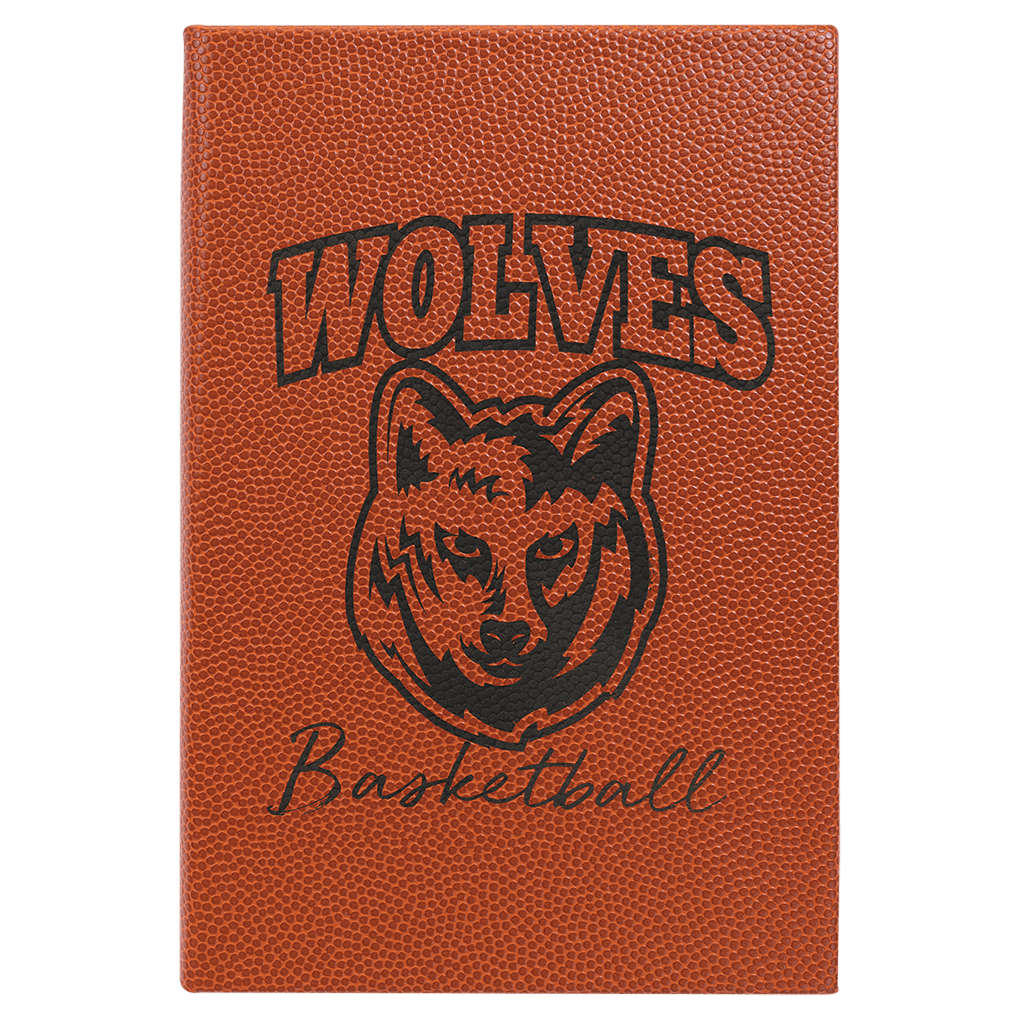 5 1/4" x 8 1/4" Basketball Laserable Leatherette Journal with Lined Notepad (Sold by Case of 4)