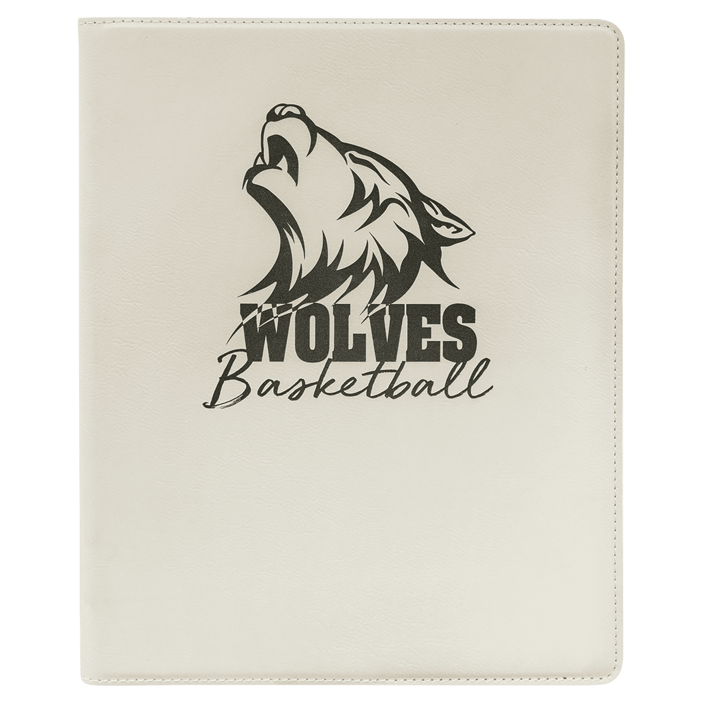 9 1/2" x 12" White/Black Laserable Leatherette Portfolio with Notepad (Sold by Case of 4)