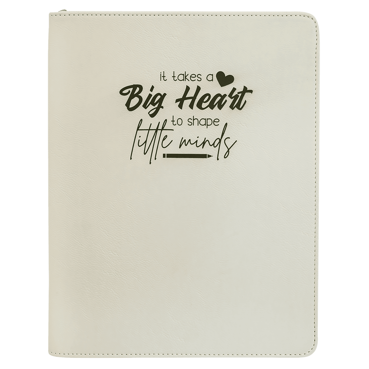 9 1/2" x 12" White with Zipper Laserable Leatherette Portfolio with Notepad (Sold by Case of 4)