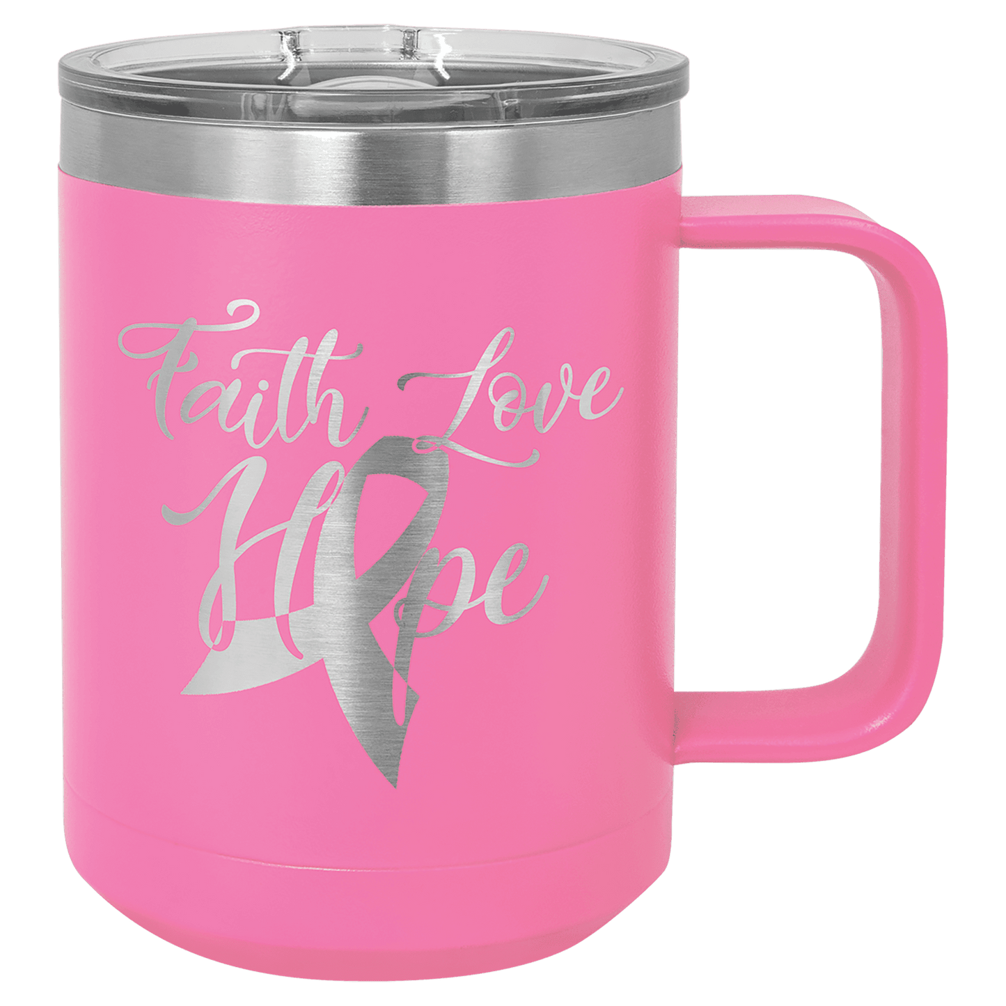Polar Camel 15 oz. Pink Vacuum Insulated Mug with Slider Lid (Sold by Case of 12)