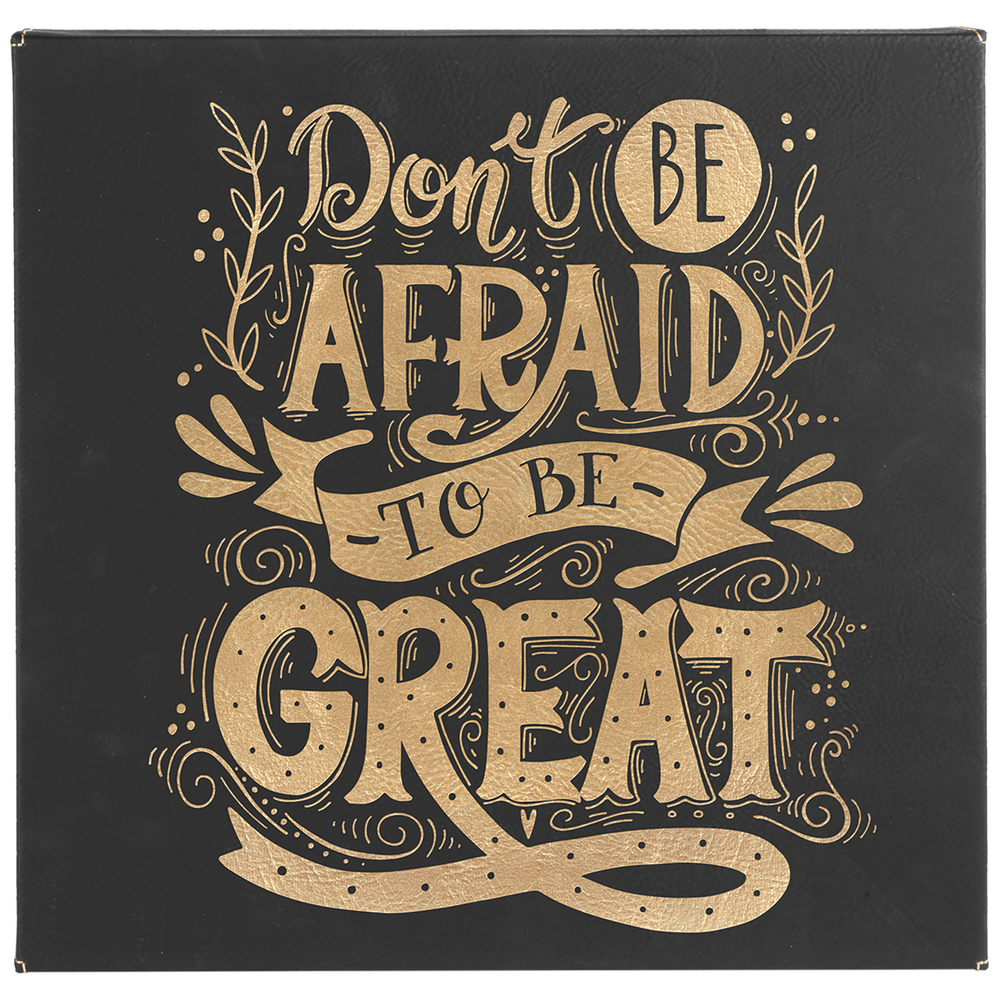 10" x 10" Black/Gold Laserable Leatherette Wall Decor with Sawtooth Hanger (Sold by Case of 6)