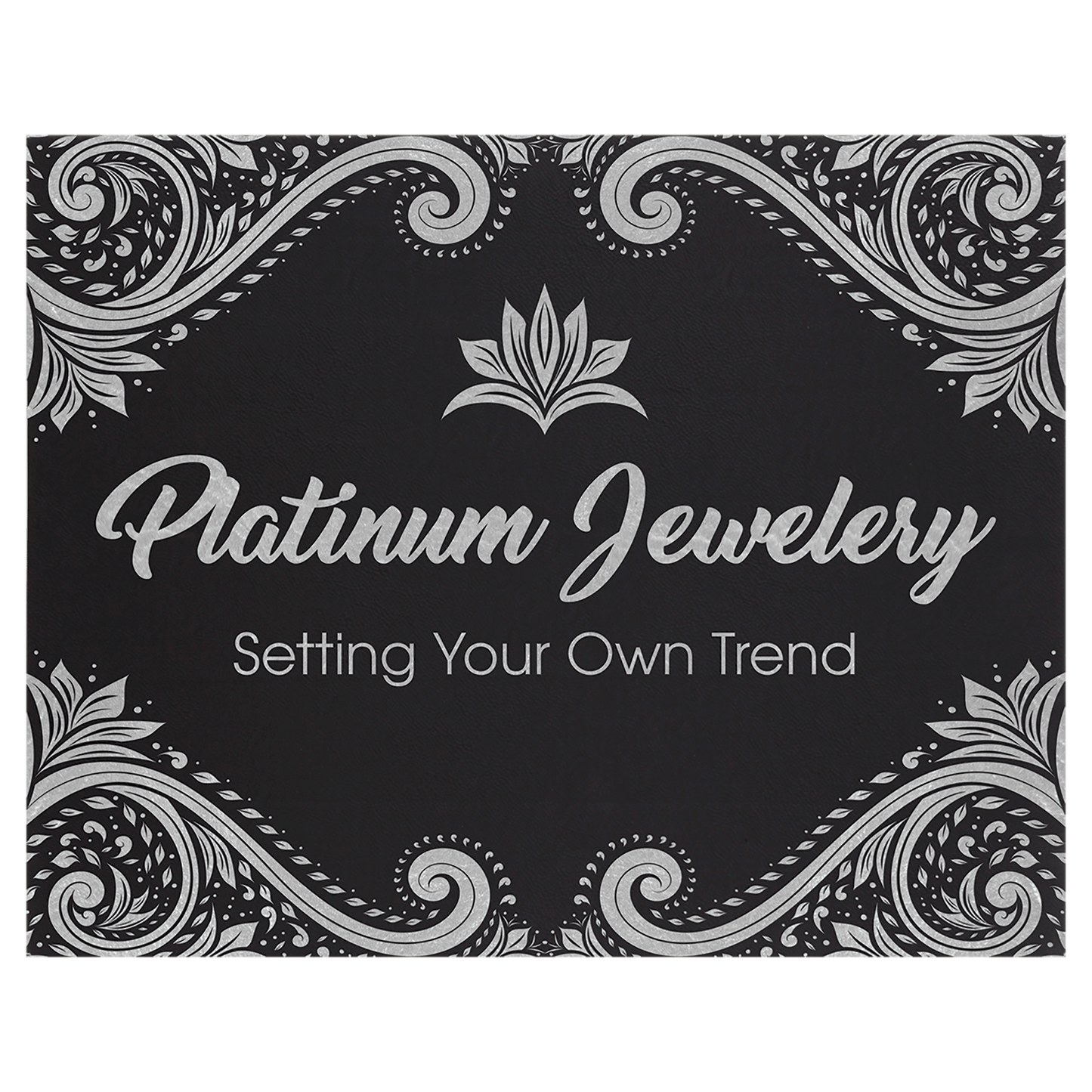 12" x 18" Black/Silver Laserable Leatherette Wall Decor with Sawtooth Hanger (Sold by Case of 6)