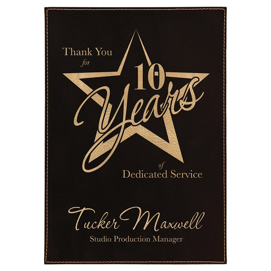 7" x 10" Black/Gold Leatherette Plaque Plate (Sold by Case of 6)
