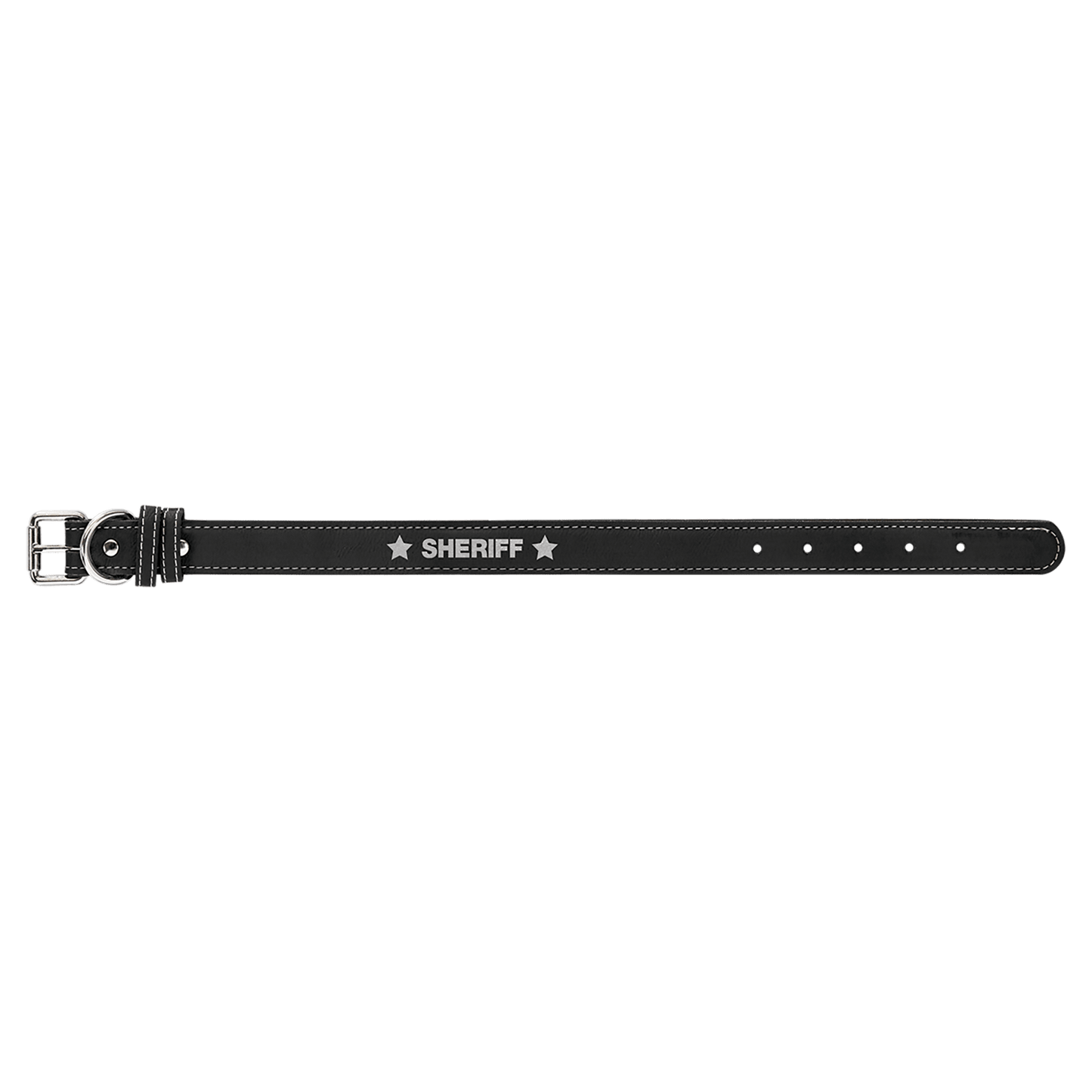 Small 15" x 3/4" Black/Silver Laserable Leatherette Dog Collar (Sold by Case of 10)