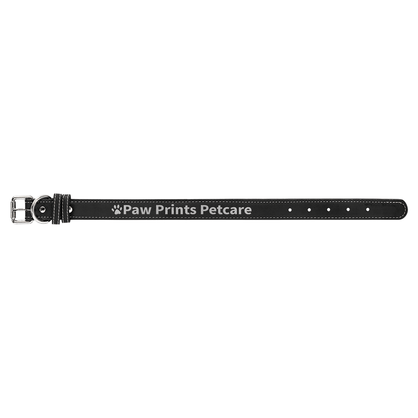 Medium 19" x 1" Black/Silver Laserable Leatherette Dog Collar (Sold by Case of 10)
