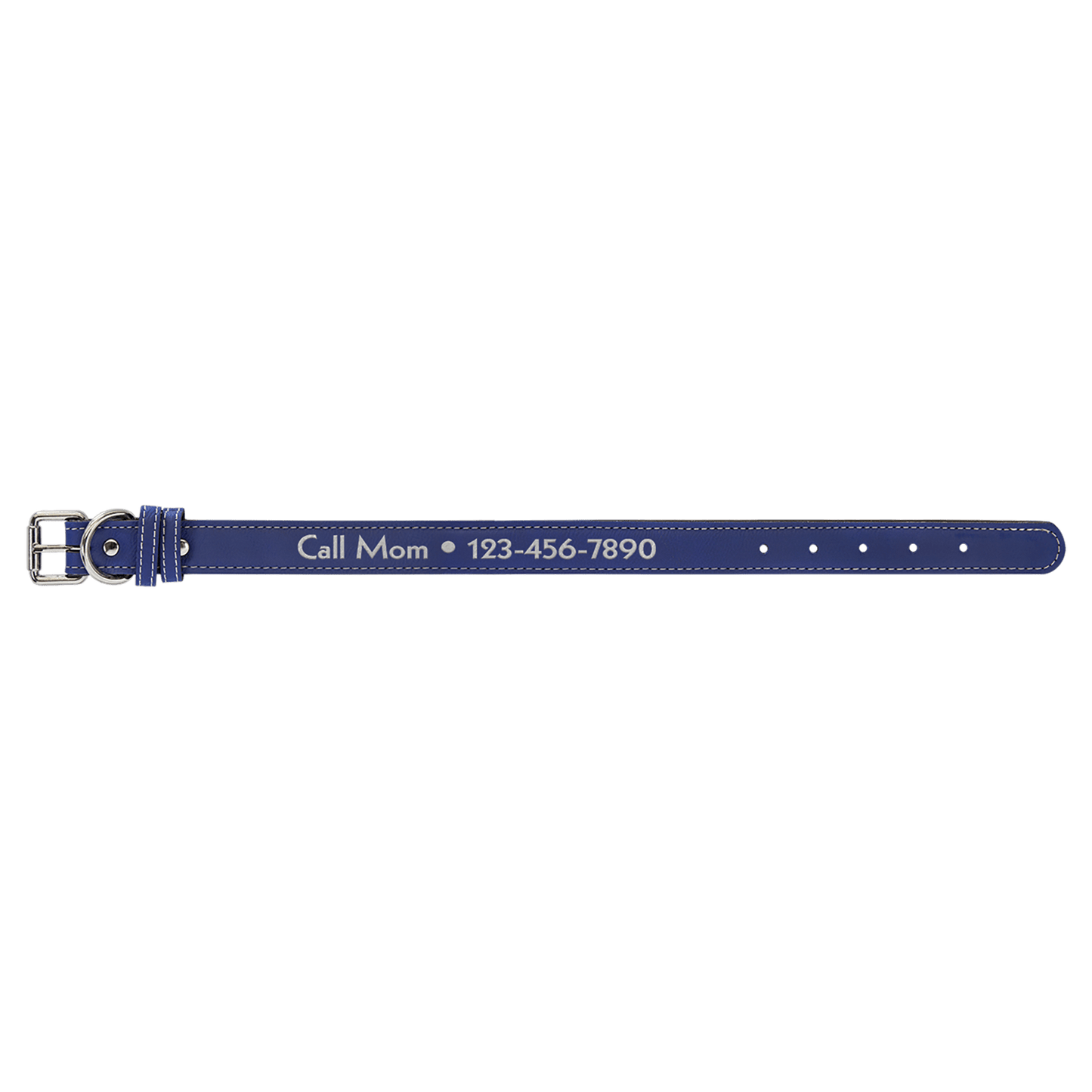 Medium 19" x 1" Blue/Silver Laserable Leatherette Dog Collar (Sold by Case of 10)