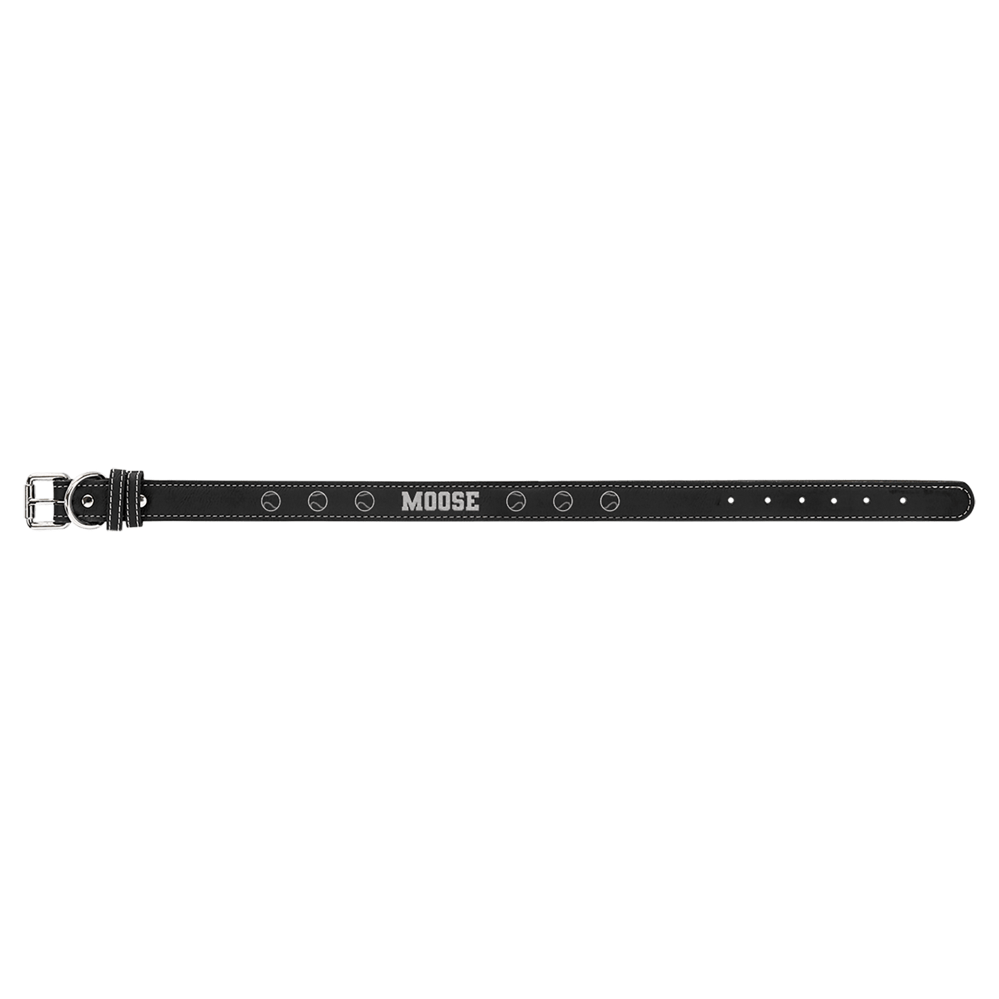 Extra Large 27" x 1 1/4" Black/Silver Laserable Leatherette Dog Collar (Sold by Case of 10)