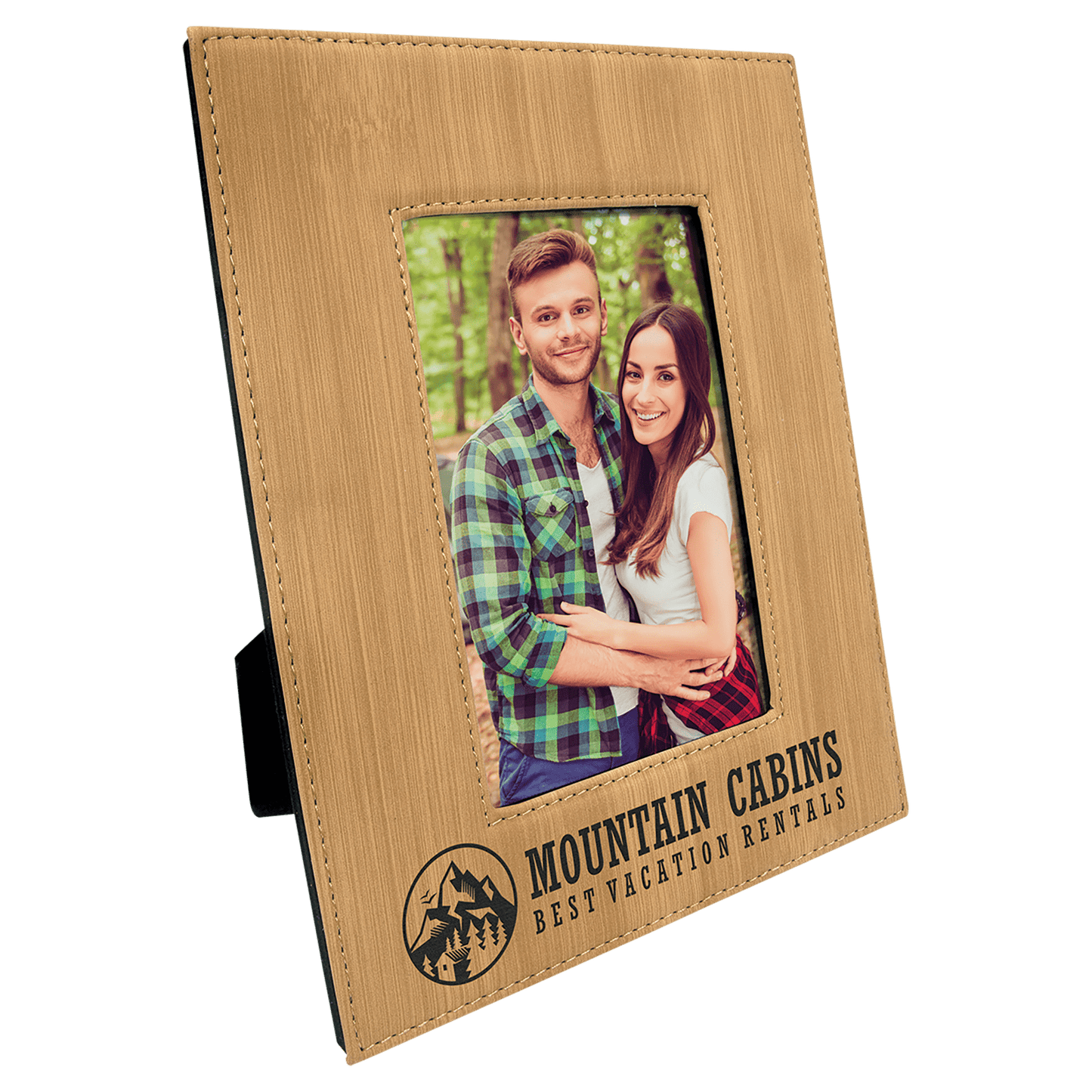 4" x 6" Bamboo Laserable Leatherette Photo Frame (Sold by Case of 12)