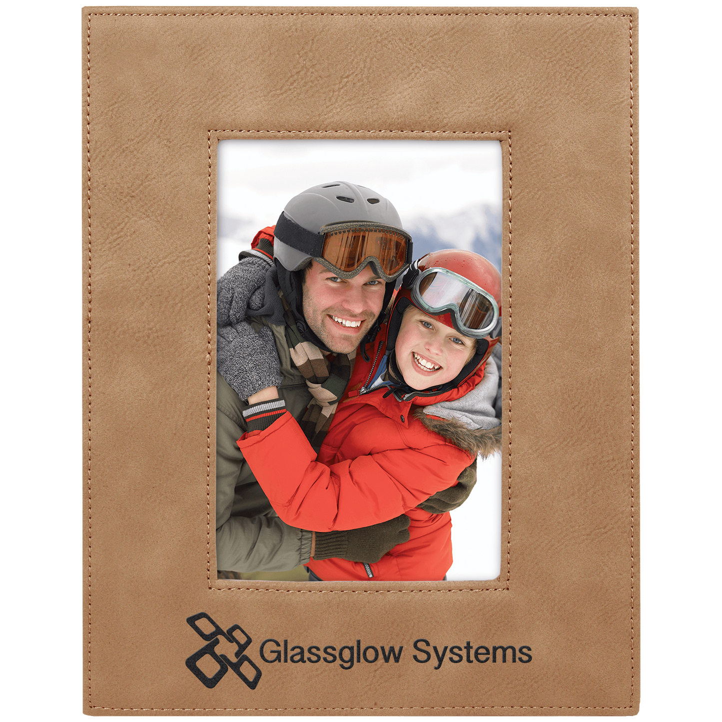 4" x 6" Light Brown Laserable Leatherette Photo Frame (Sold by Case of 12)